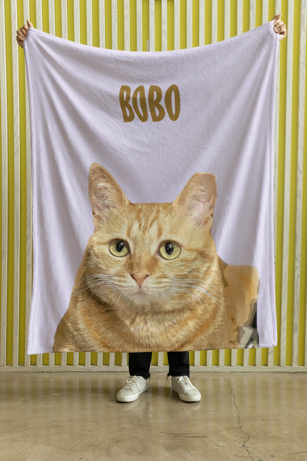 B-Custom Pet Pen Art Portrait Blanket, Personalized Cat Photo Throw Blanket, Cat Mom Gift, Cat Face and Name Blanket, Cat Lover Gift - Parma Violet