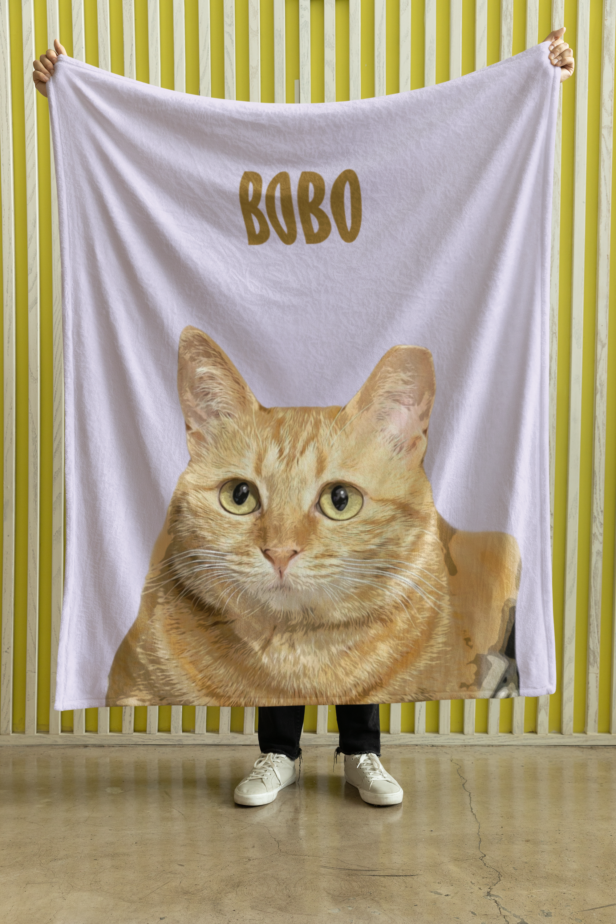 B-Custom Pet Pen Art Portrait Blanket, Personalized Cat Photo Throw Blanket, Cat Mom Gift, Cat Face and Name Blanket, Cat Lover Gift - Parma Violet