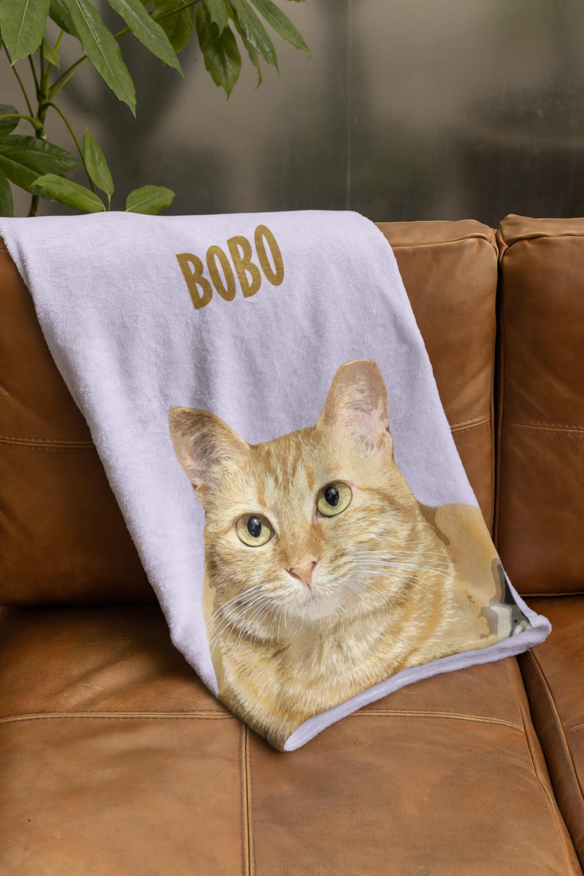 B-Custom Pet Pen Art Portrait Blanket, Personalized Cat Photo Throw Blanket, Cat Mom Gift, Cat Face and Name Blanket, Cat Lover Gift - Parma Violet
