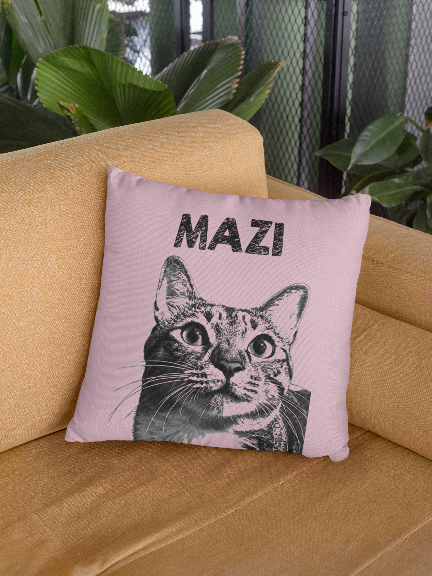 Cozy Throw Pillow with Whimsical Designs, Comfort Decor, Cat Lovers Gift, Family Home Accent, Fun Cushion for Celebrations - Blush Pink