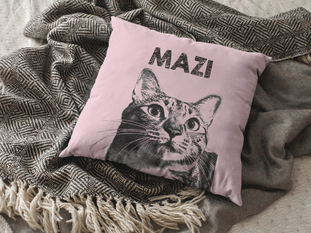 Cozy Throw Pillow with Whimsical Designs, Comfort Decor, Cat Lovers Gift, Family Home Accent, Fun Cushion for Celebrations - Blush Pink