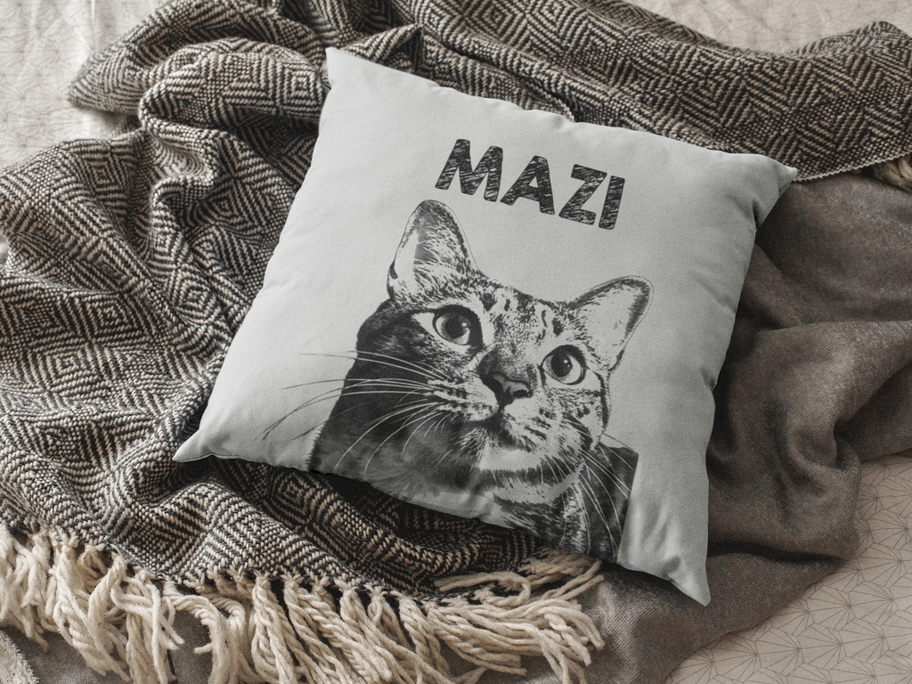 Cozy Throw Pillow with Whimsical Designs, Comfort Decor, Cat Lovers Gift, Family Home Accent, Fun Cushion for Celebrations - Light Gray