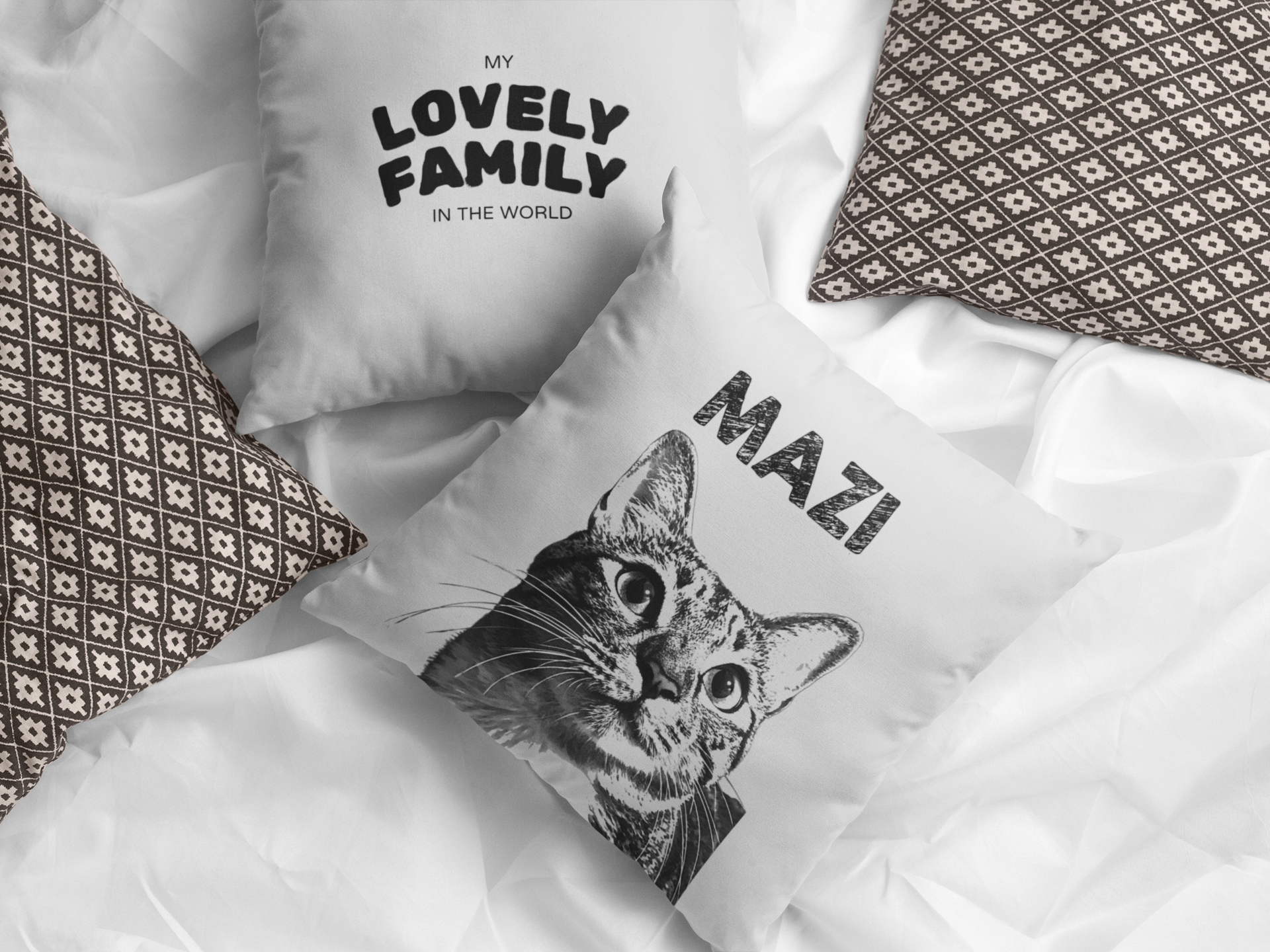 Cozy Throw Pillow with Whimsical Designs, Comfort Decor, Cat Lovers Gift, Family Home Accent, Fun Cushion for Celebrations - Light Gray