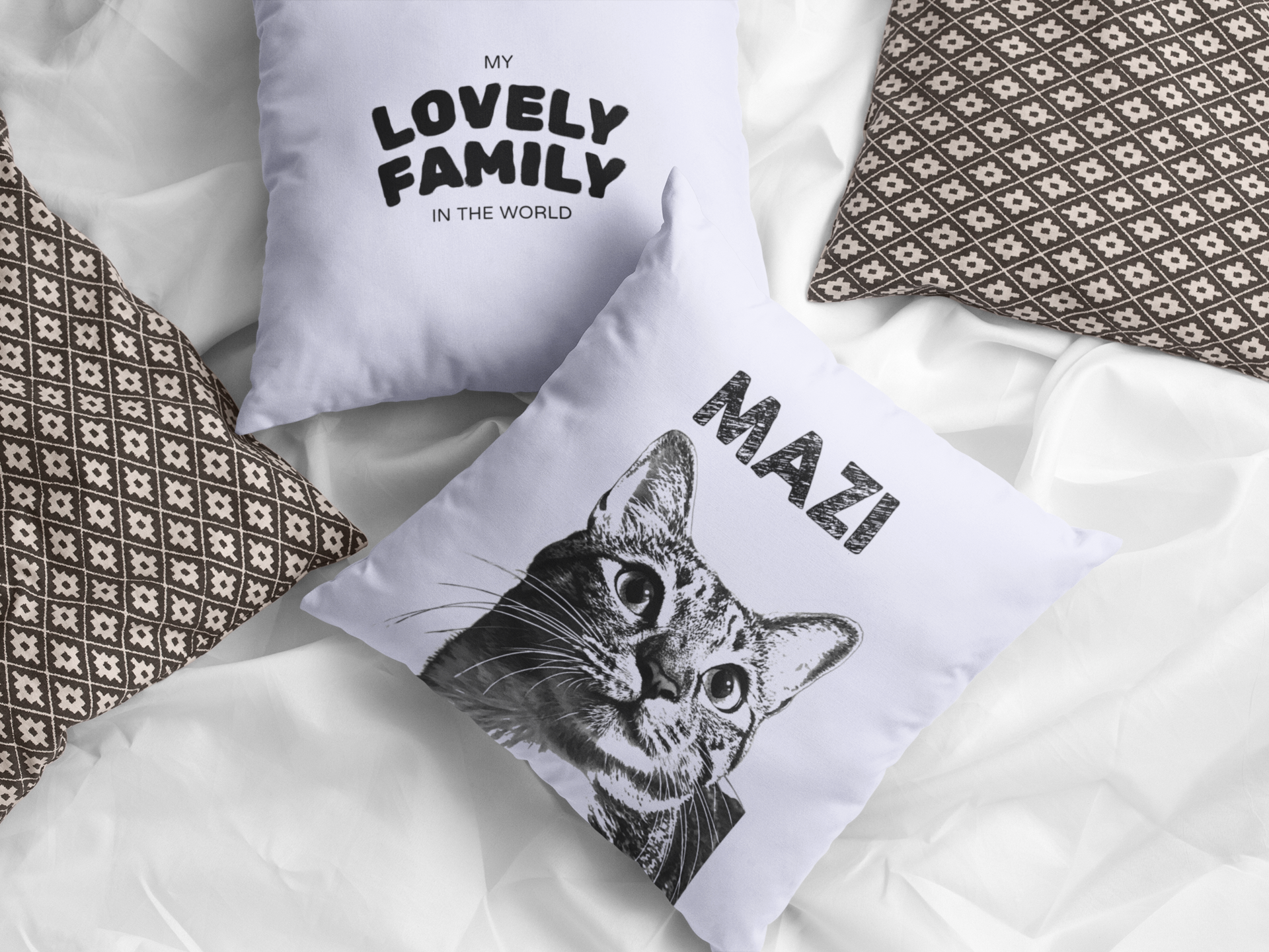 Cozy Throw Pillow with Whimsical Designs, Comfort Decor, Cat Lovers Gift, Family Home Accent, Fun Cushion for Celebrations - Lavender