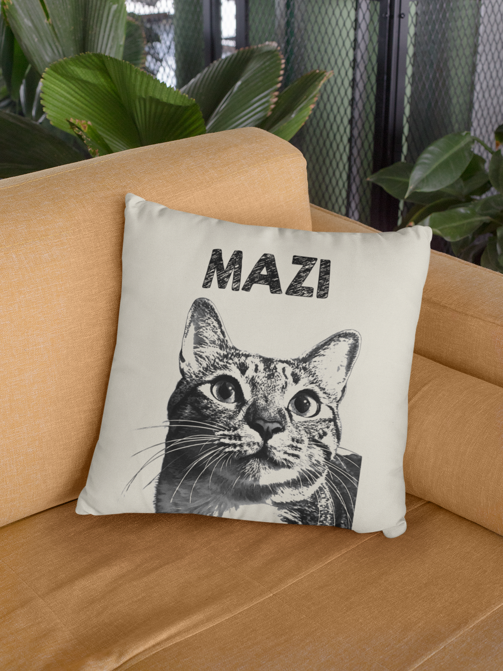 Cozy Throw Pillow with Whimsical Designs, Comfort Decor, Cat Lovers Gift, Family Home Accent, Fun Cushion for Celebrations - Cream