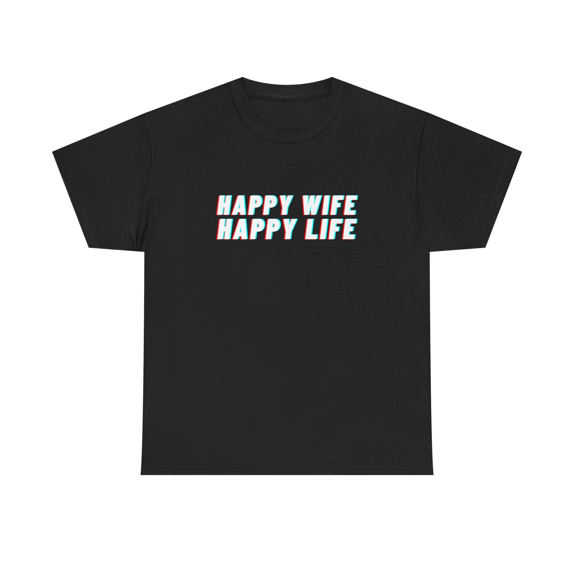 Unisex Heavy Cotton Tee - Creative Tshirt - Happy wife happy life