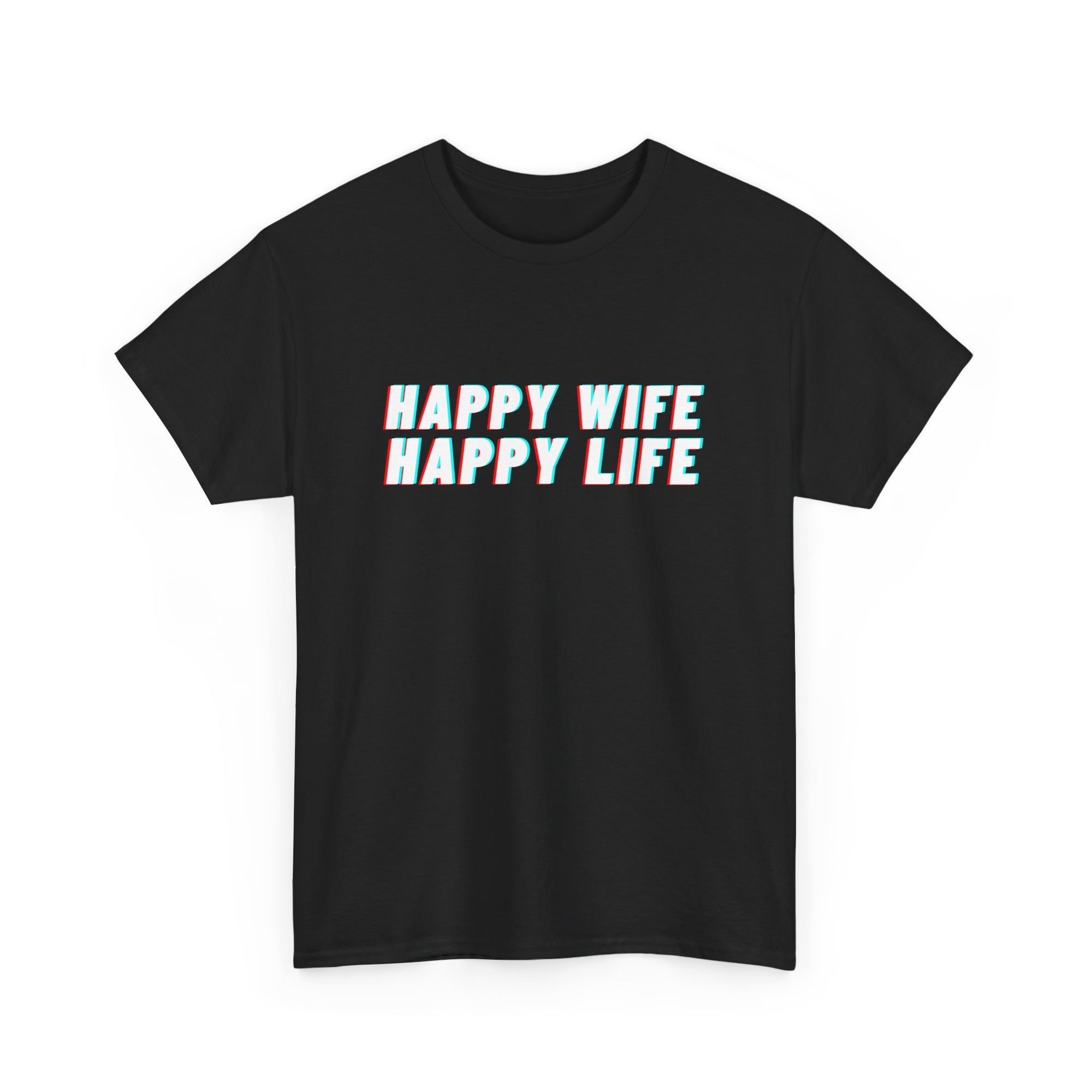 Unisex Heavy Cotton Tee - Creative Tshirt - Happy wife happy life