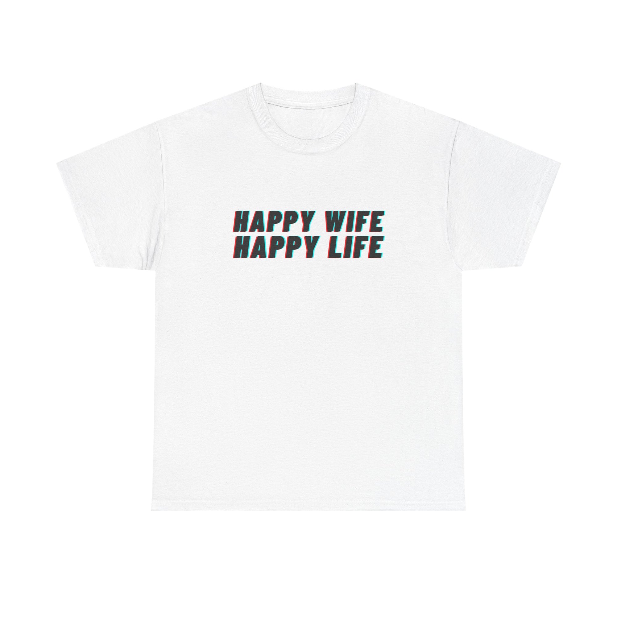 Unisex Heavy Cotton Tee - Creative Tshirt - Happy wife happy life