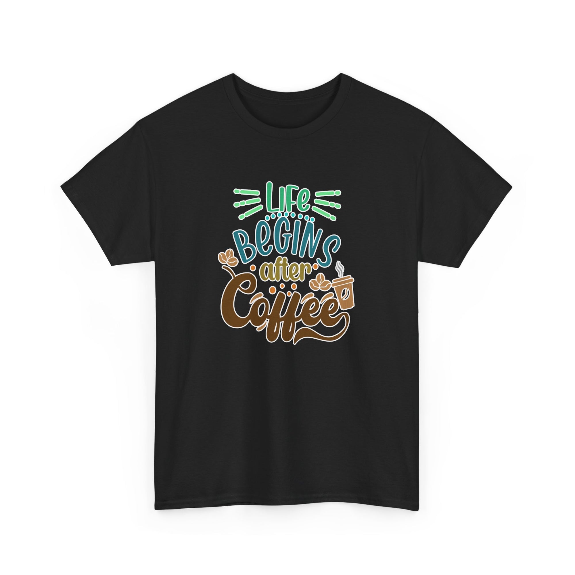 Unisex Heavy Cotton Tee - Quotes Tshirt - Life begins after coffee