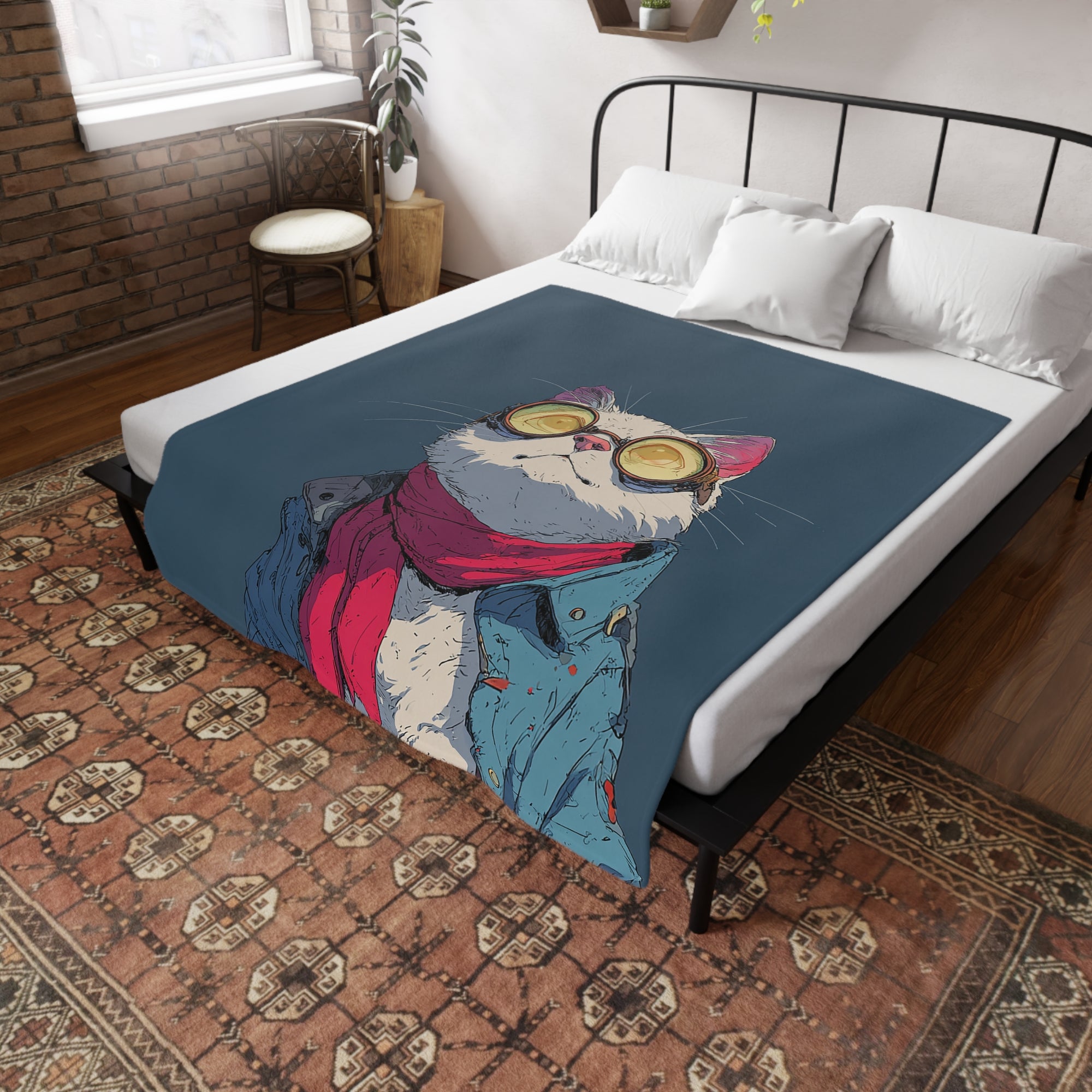 Cool Cat Fleece Blanket - Cozy Cat Lover Gift, Cat-Themed Home Decor, Stylish Pet Blankets, Quirky Gift for Cat Owners - Gcat - 0007