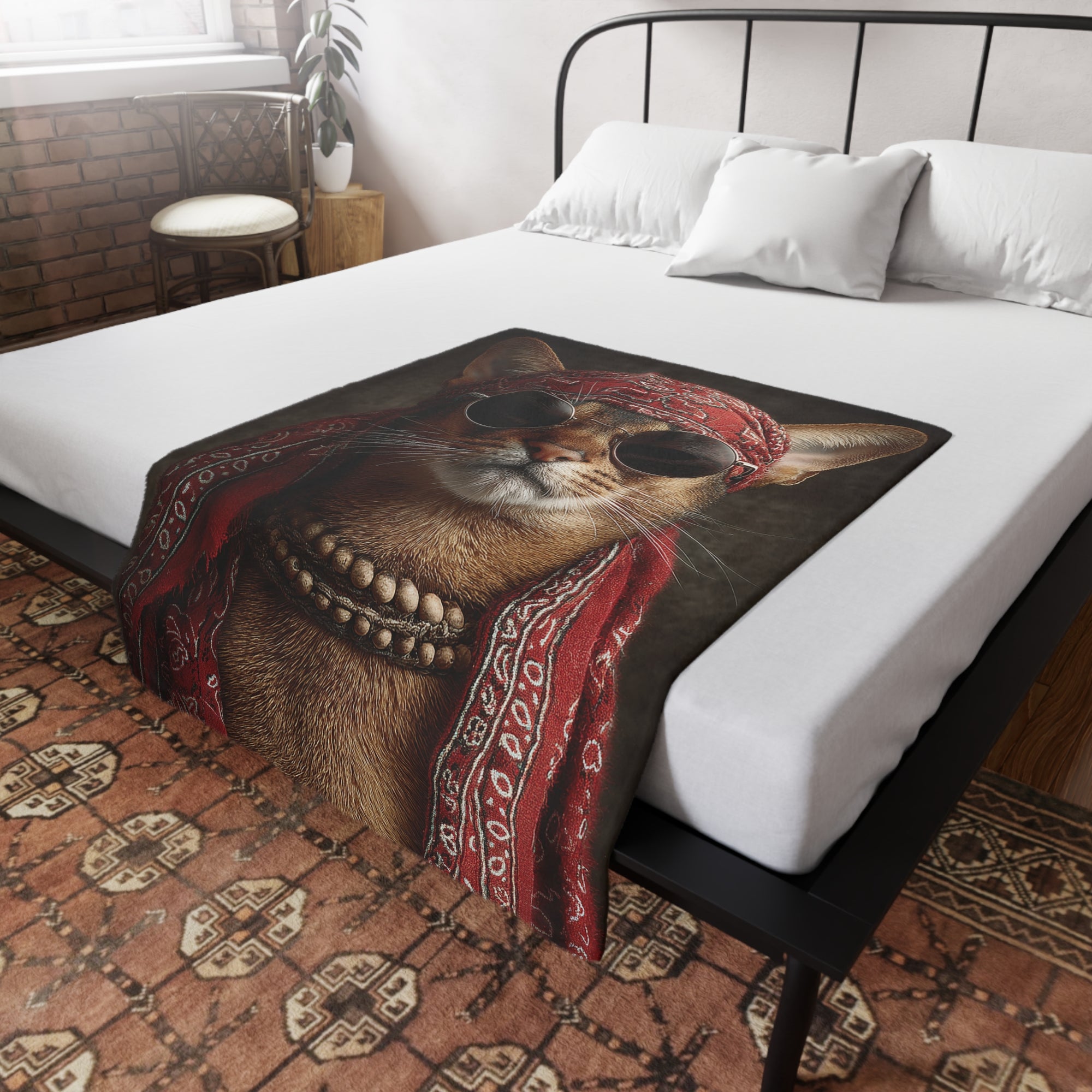 Cool Cat Fleece Blanket - Cozy Cat Lover Gift, Cat-Themed Home Decor, Stylish Pet Blankets, Quirky Gift for Cat Owners - Gcat - 0010