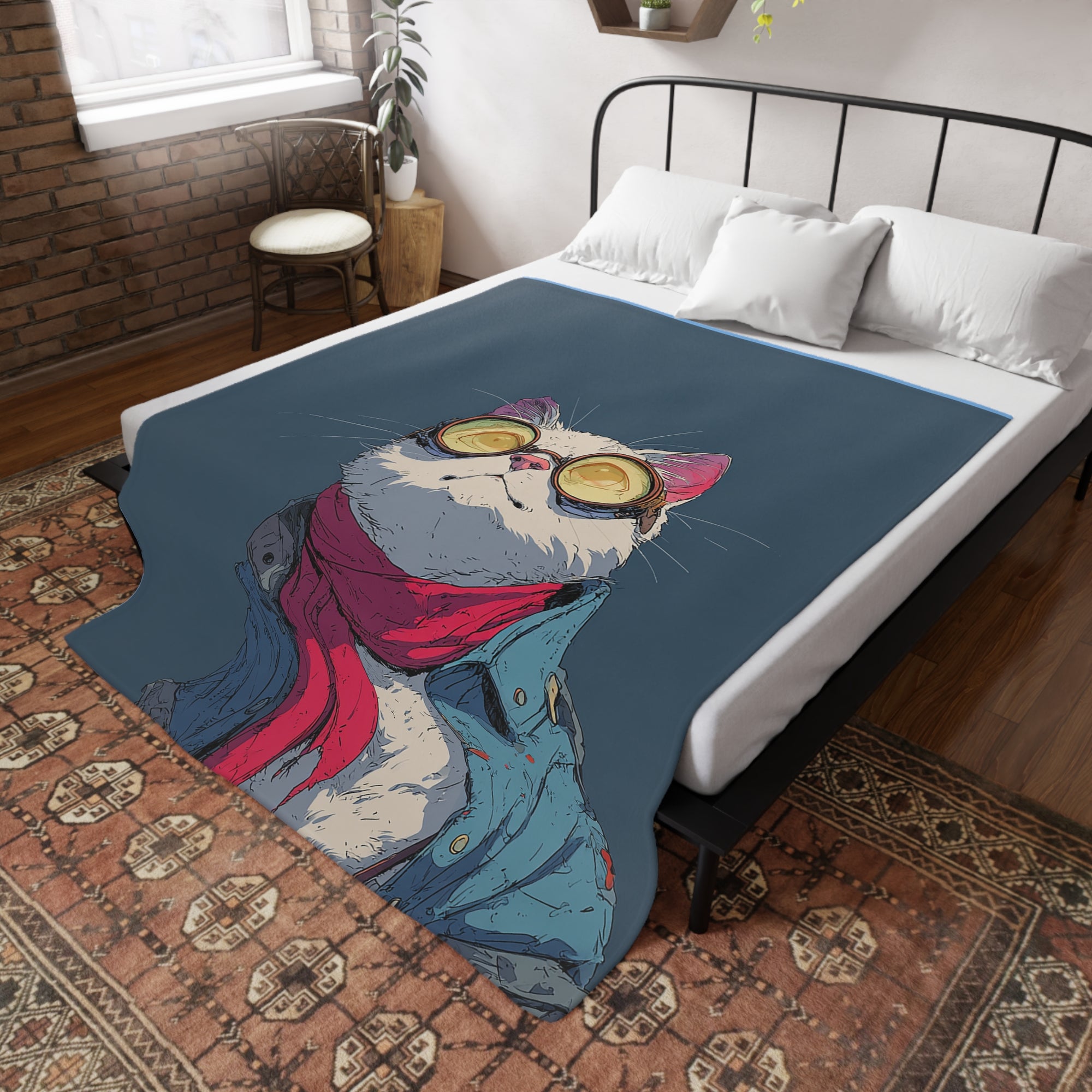 Cool Cat Fleece Blanket - Cozy Cat Lover Gift, Cat-Themed Home Decor, Stylish Pet Blankets, Quirky Gift for Cat Owners - Gcat - 0007