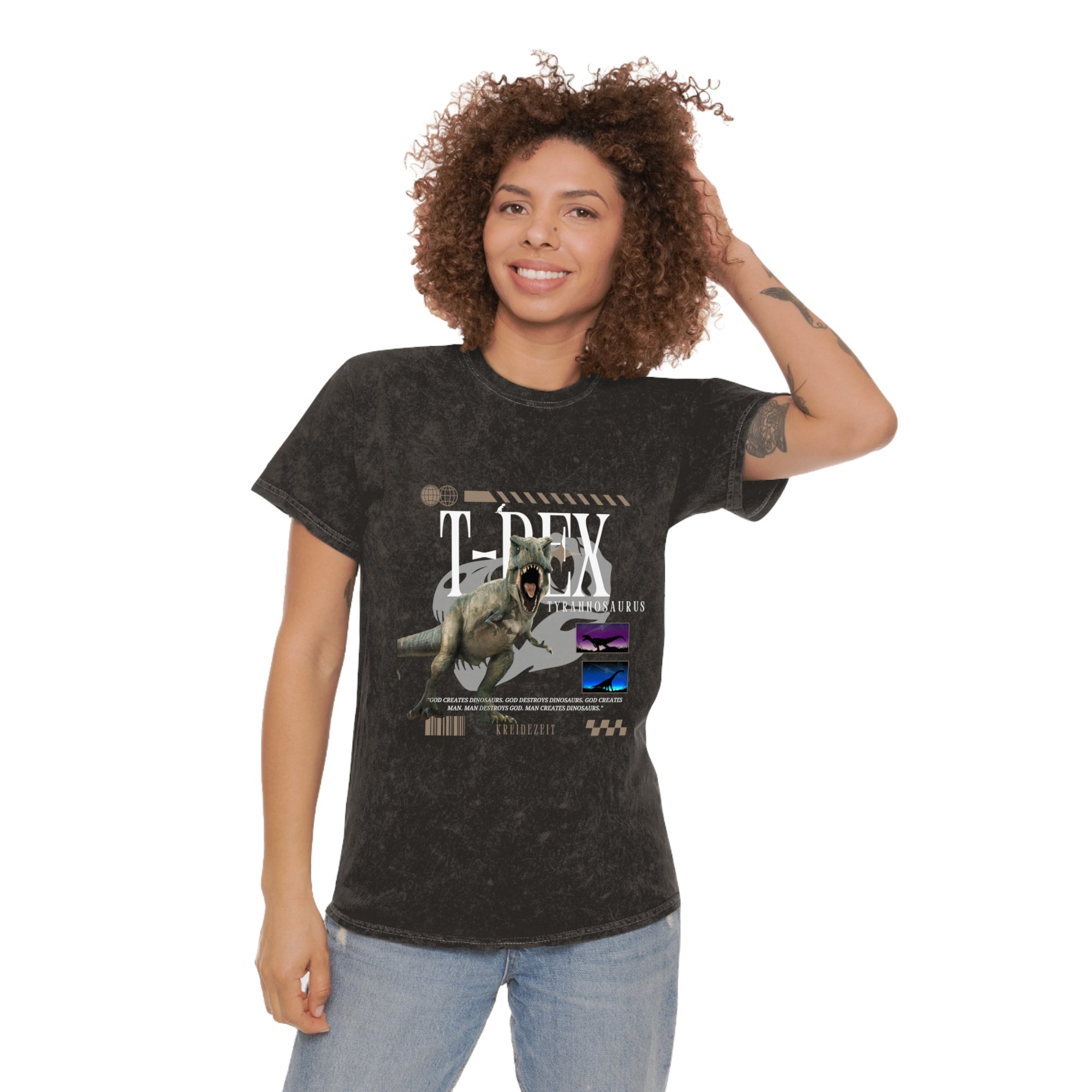 Unisex Mineral Wash Tee - Dinosaur Tee, T-Rex Shirt, Vintage Style T-Shirt