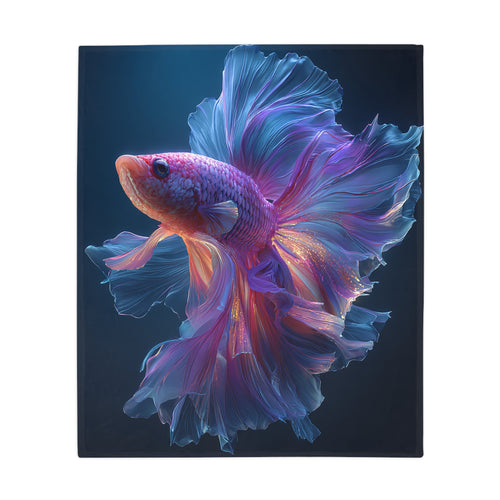 Betta Fish Fleece Blanket, Cozy Throw, Fish Lover Gift, Mellow Decor, Wildlife Lovers Blanket, Colorful Home Accent - 05