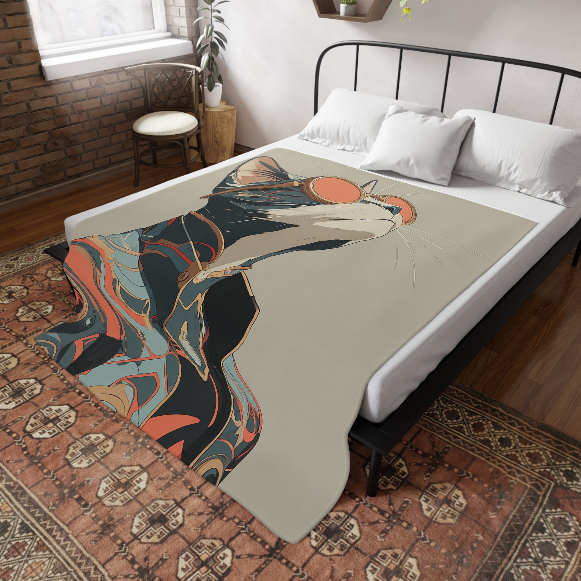 Cool Cat Fleece Blanket - Cozy Cat Lover Gift, Cat-Themed Home Decor, Stylish Pet Blankets, Quirky Gift for Cat Owners - Gcat - 0005