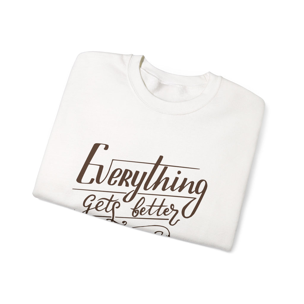 Unisex Heavy Blend™ Crewneck Sweatshirt - Quote - Everything gets better with coffee