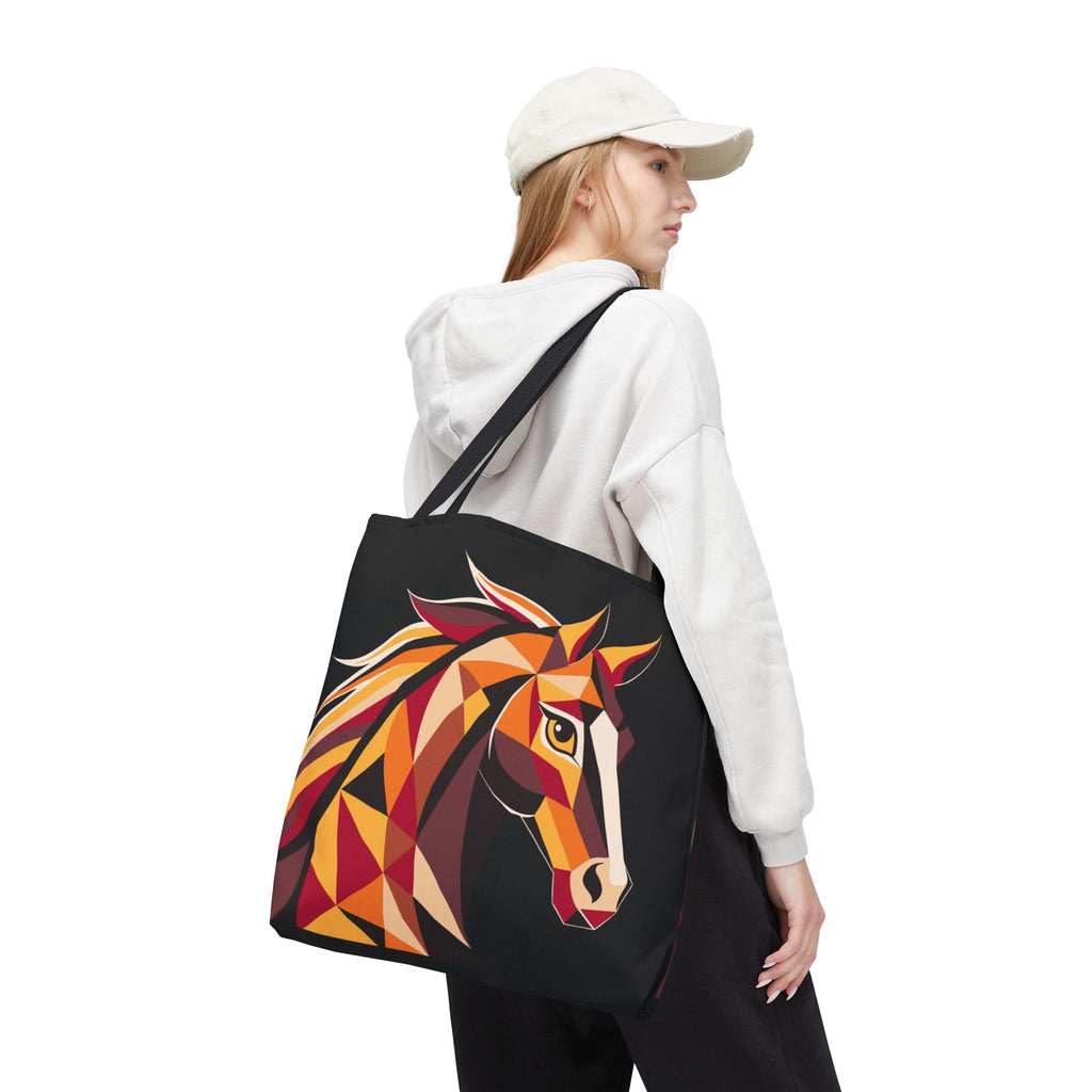 2026 Chinese New Year, Lunar New Year Horse Art Tote Bag, Abstract Colorful Canvas Bag, Geometric Equestrian Design, Gift for Her