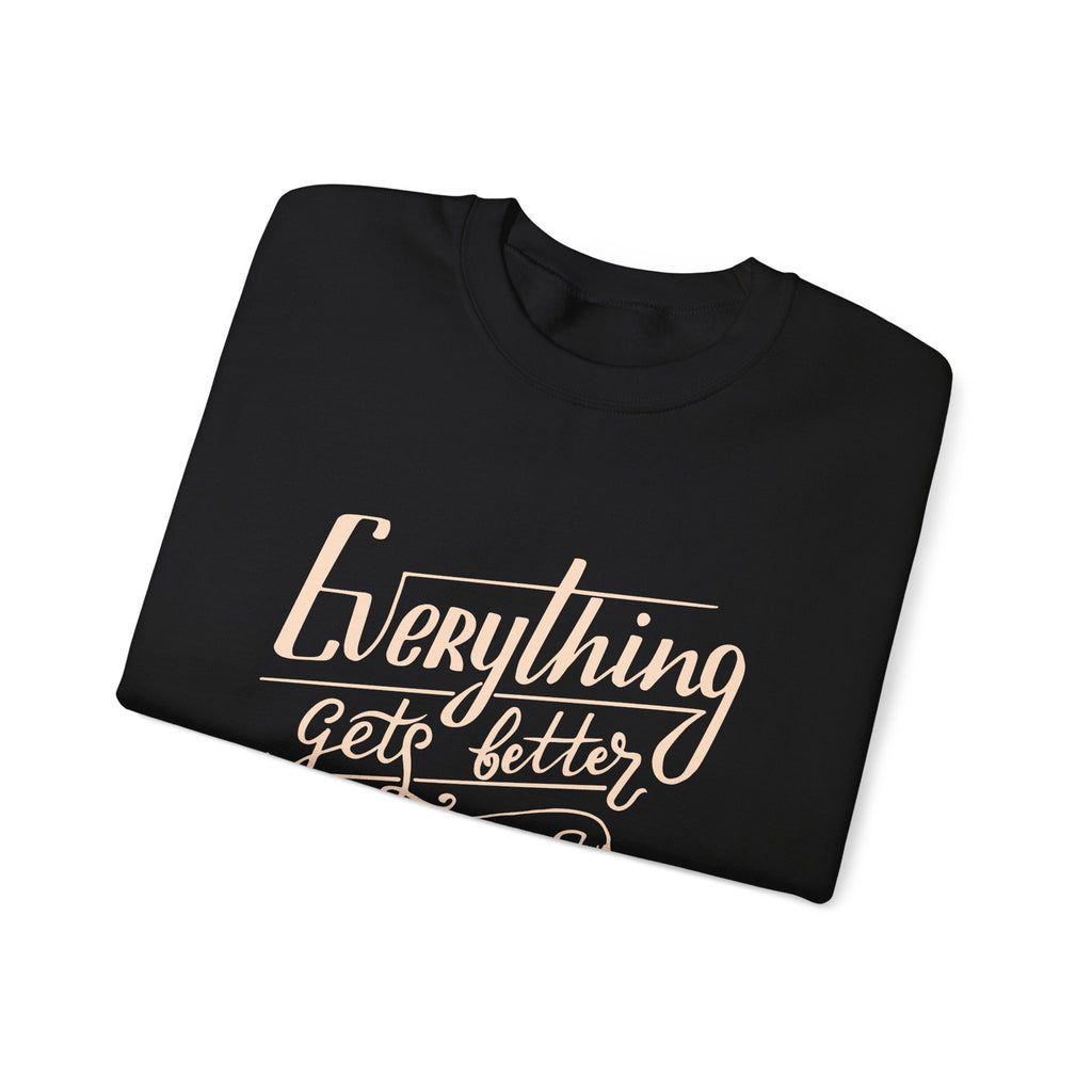 Unisex Heavy Blend™ Crewneck Sweatshirt - Quote - Everything gets better with coffee