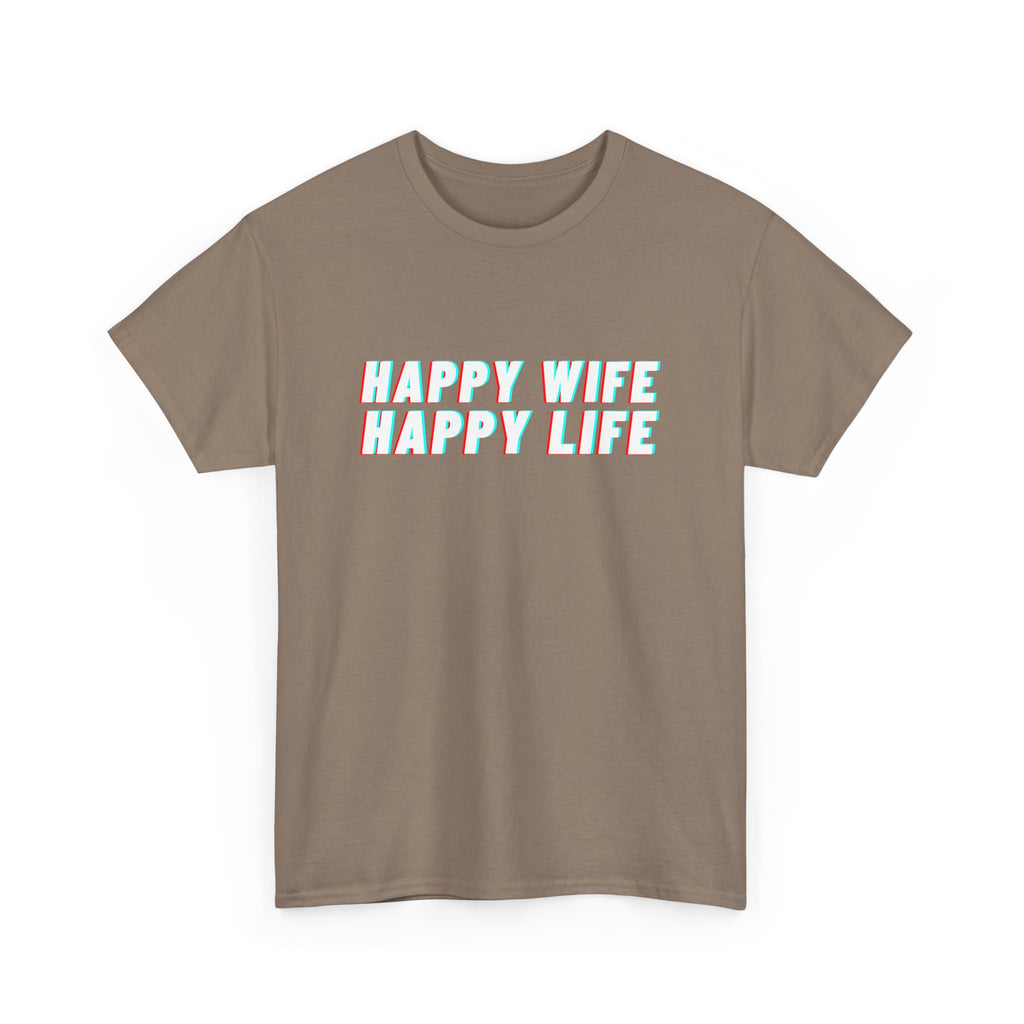 Unisex Heavy Cotton Tee - Creative Tshirt - Happy wife happy life