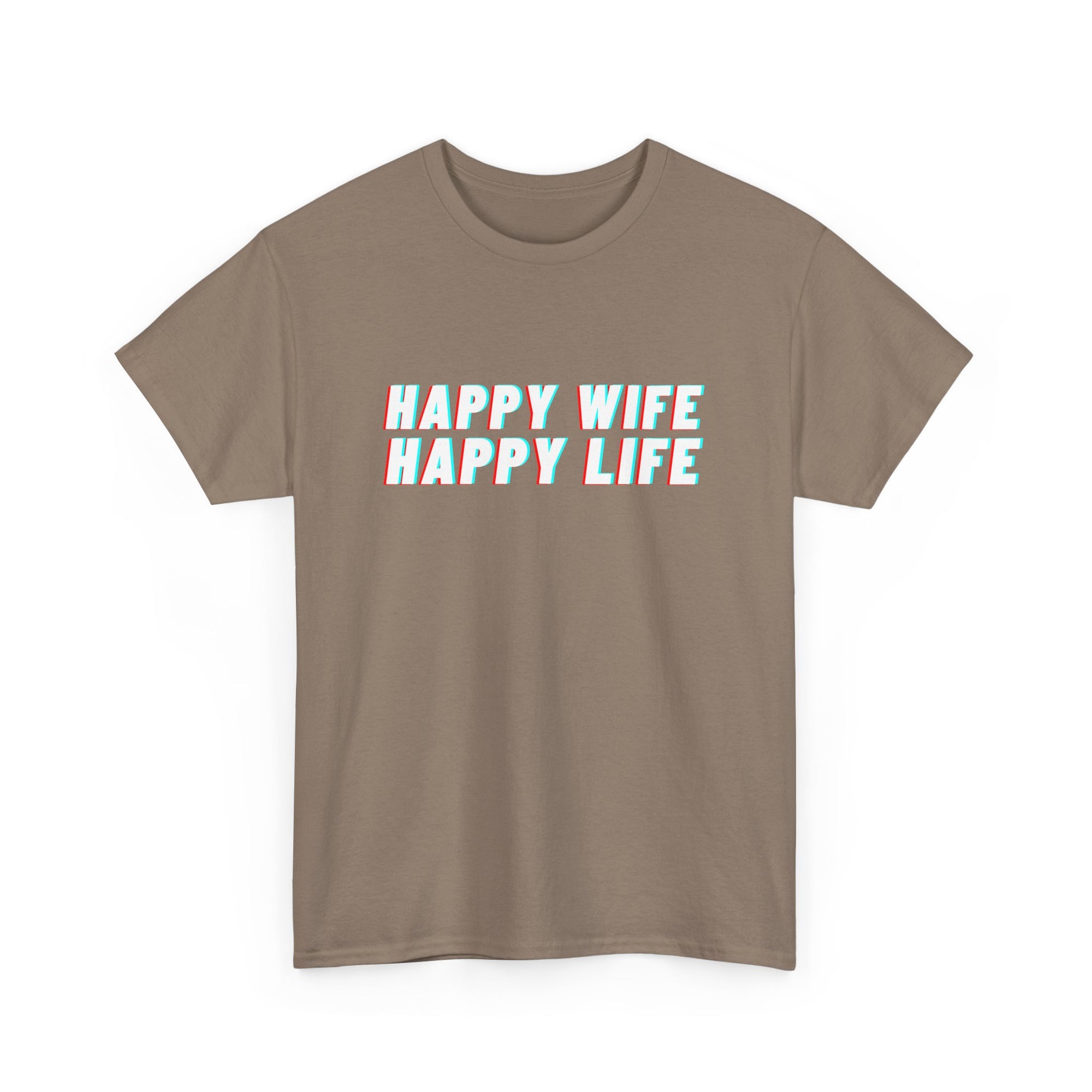 Unisex Heavy Cotton Tee - Creative Tshirt - Happy wife happy life