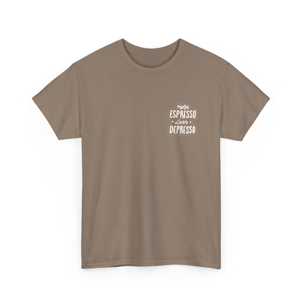Unisex Heavy Cotton Tee - Quotes Tshirt - More espresso less depresso
