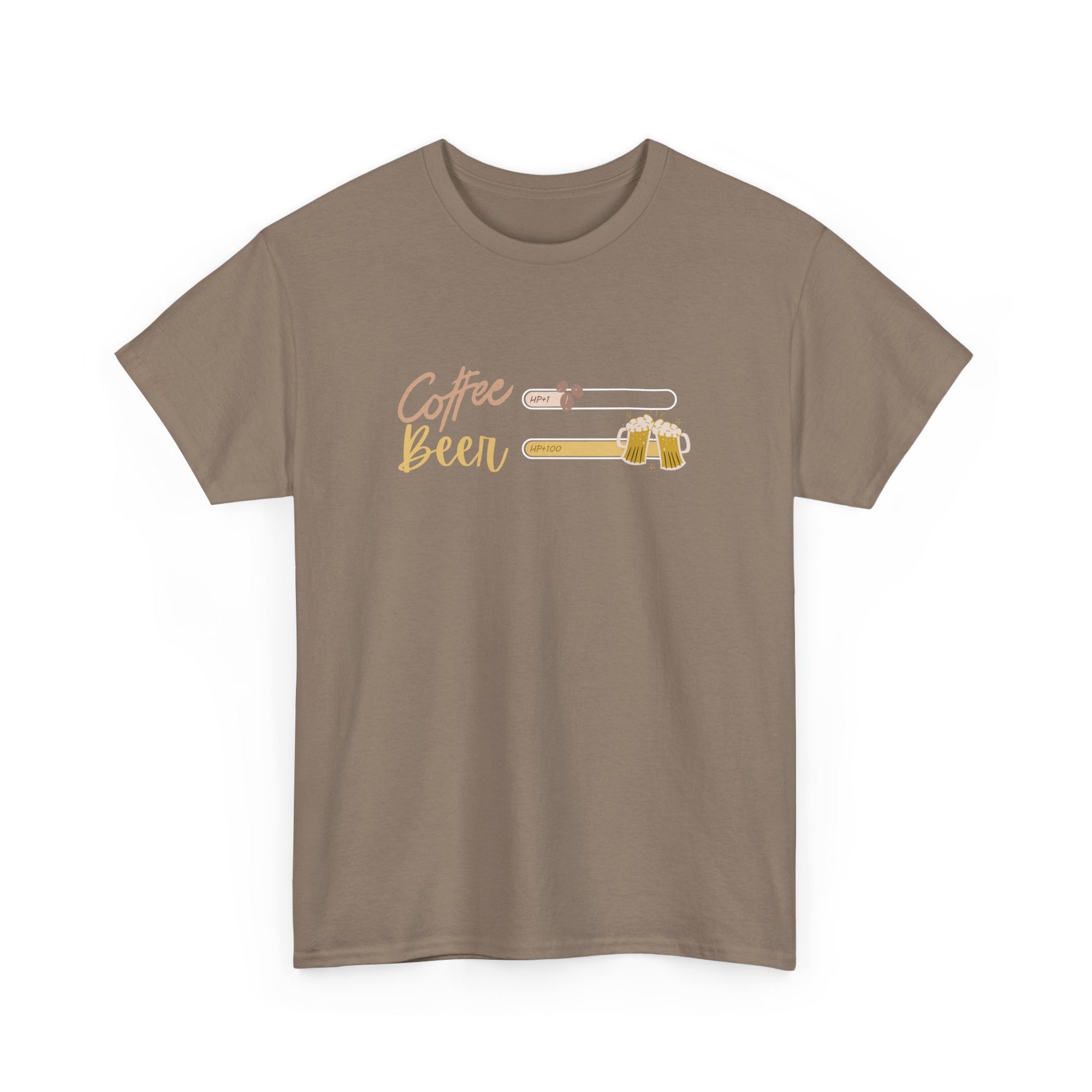 Unisex Heavy Cotton Tee - Creative Tshirt - coffee +1 beer+100