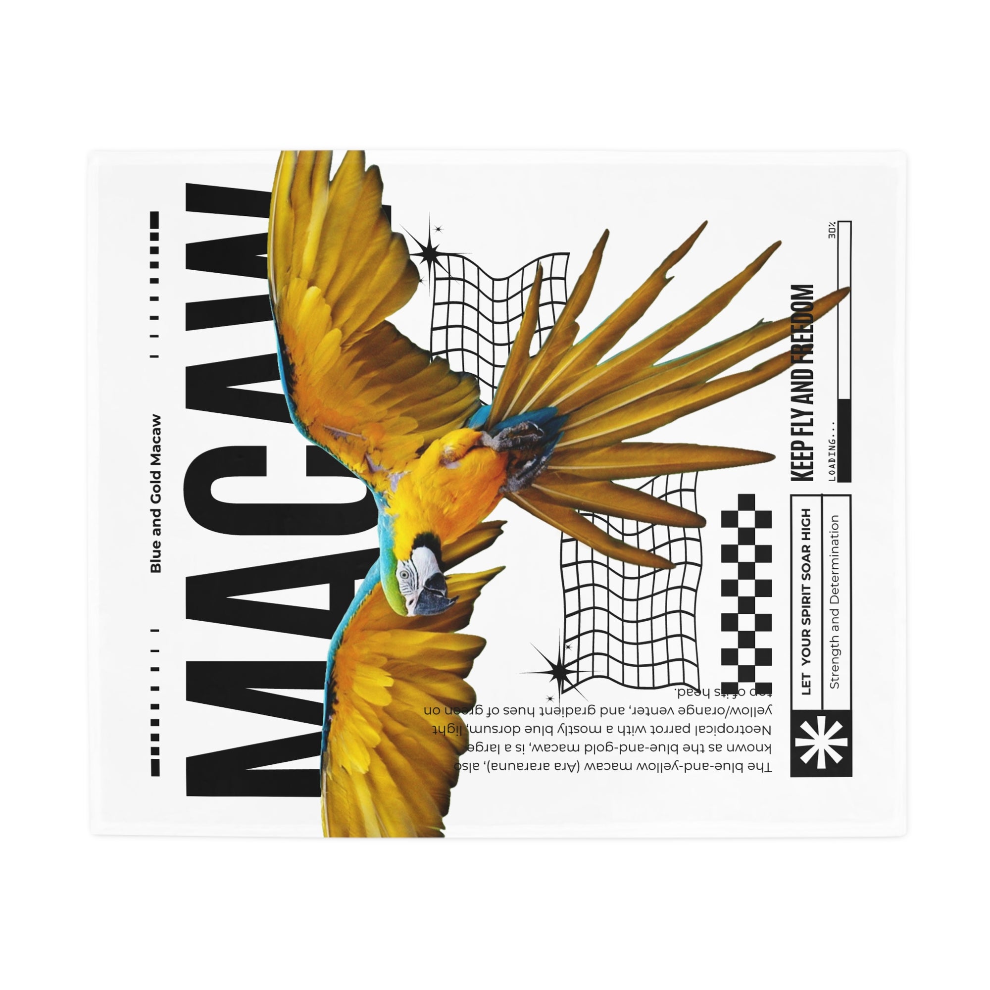 Macaw Fleece Blanket, Cozy Throw, Bird Lover Gift, Mellow Decor, Wildlife Lovers Blanket, Colorful Home Accent - White