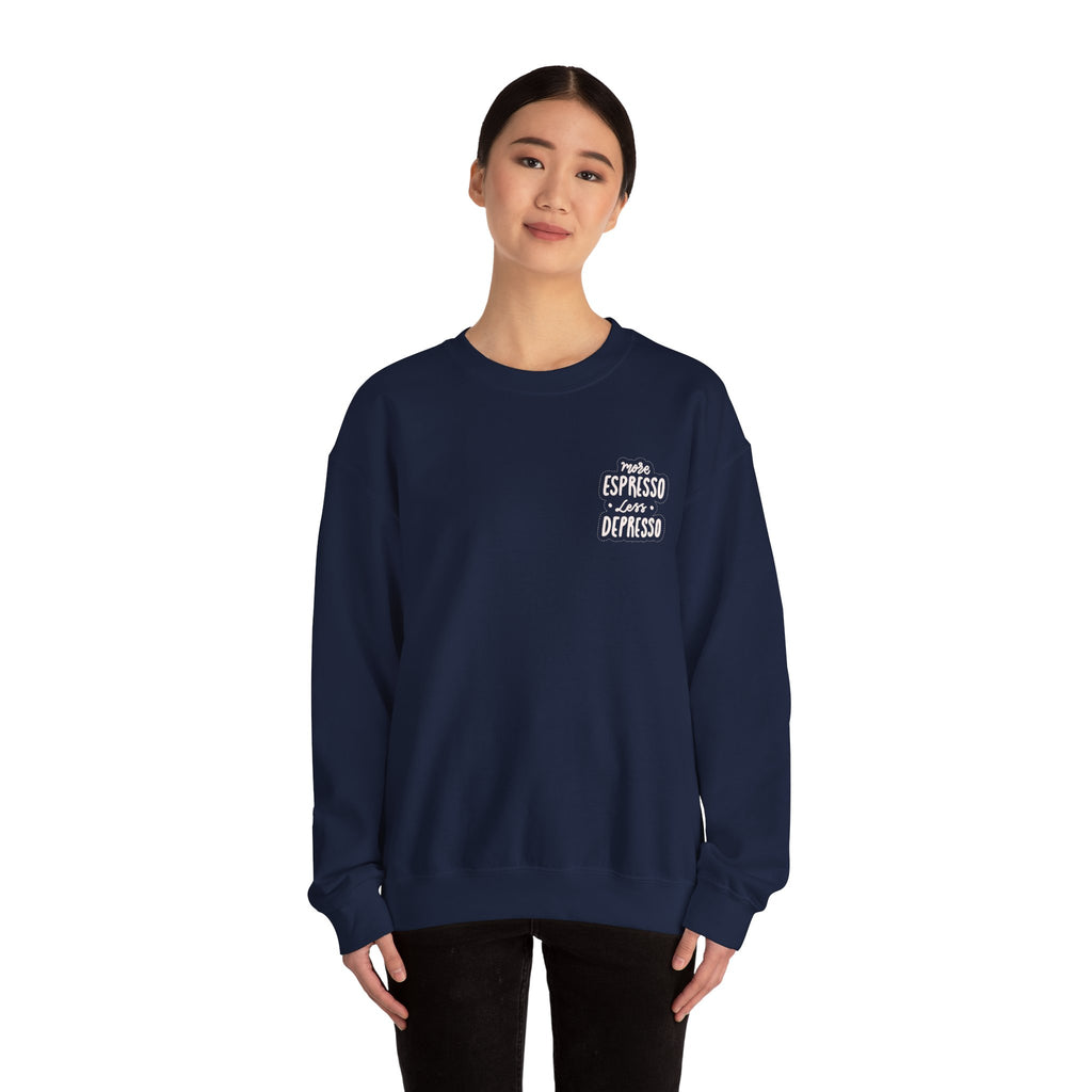 Unisex Heavy Blend™ Crewneck Sweatshirt - Quote - More espresso less depresso
