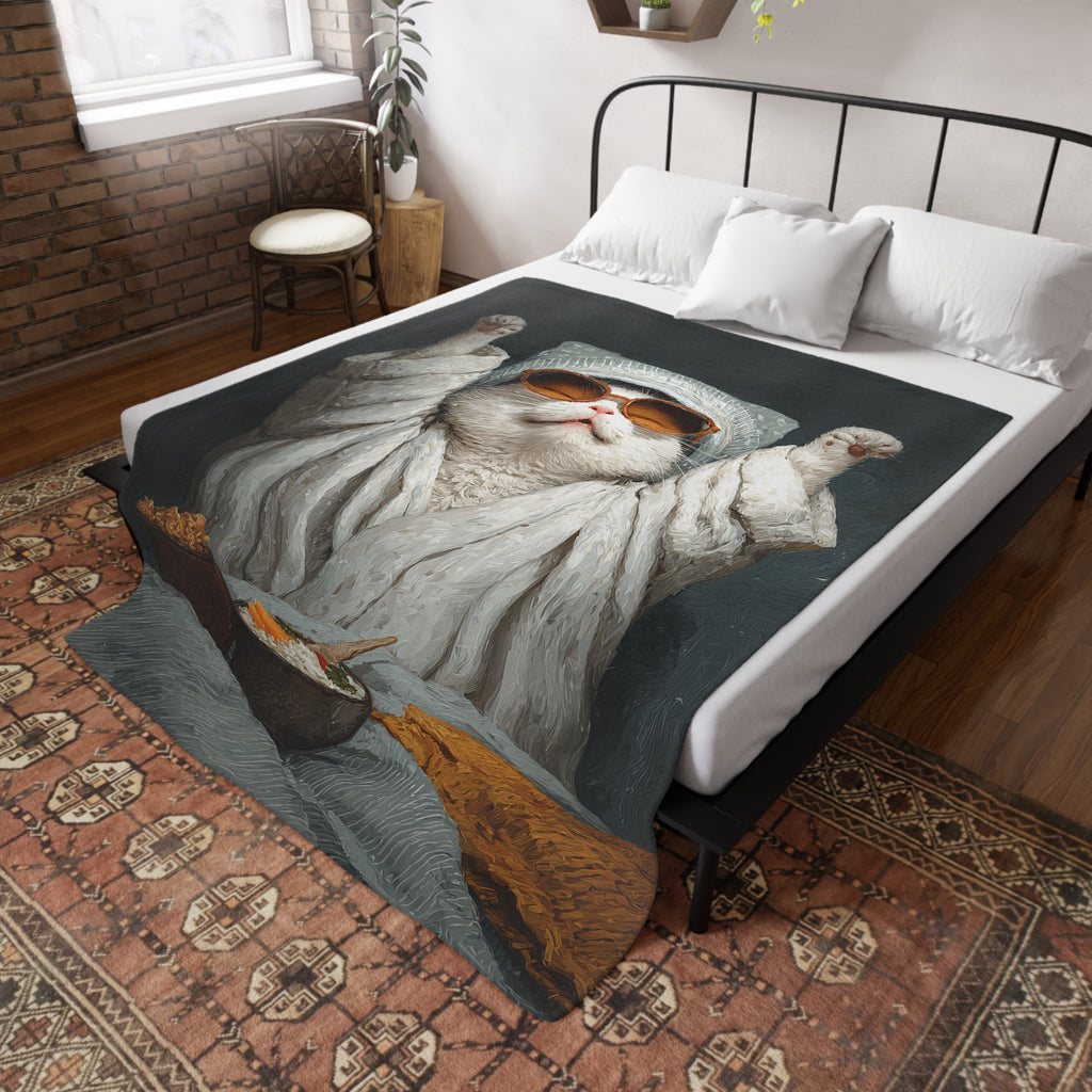 Cool Cat Fleece Blanket - Cozy Cat Lover Gift, Cat-Themed Home Decor, Stylish Pet Blankets, Quirky Gift for Cat Owners - Gcat - 0011