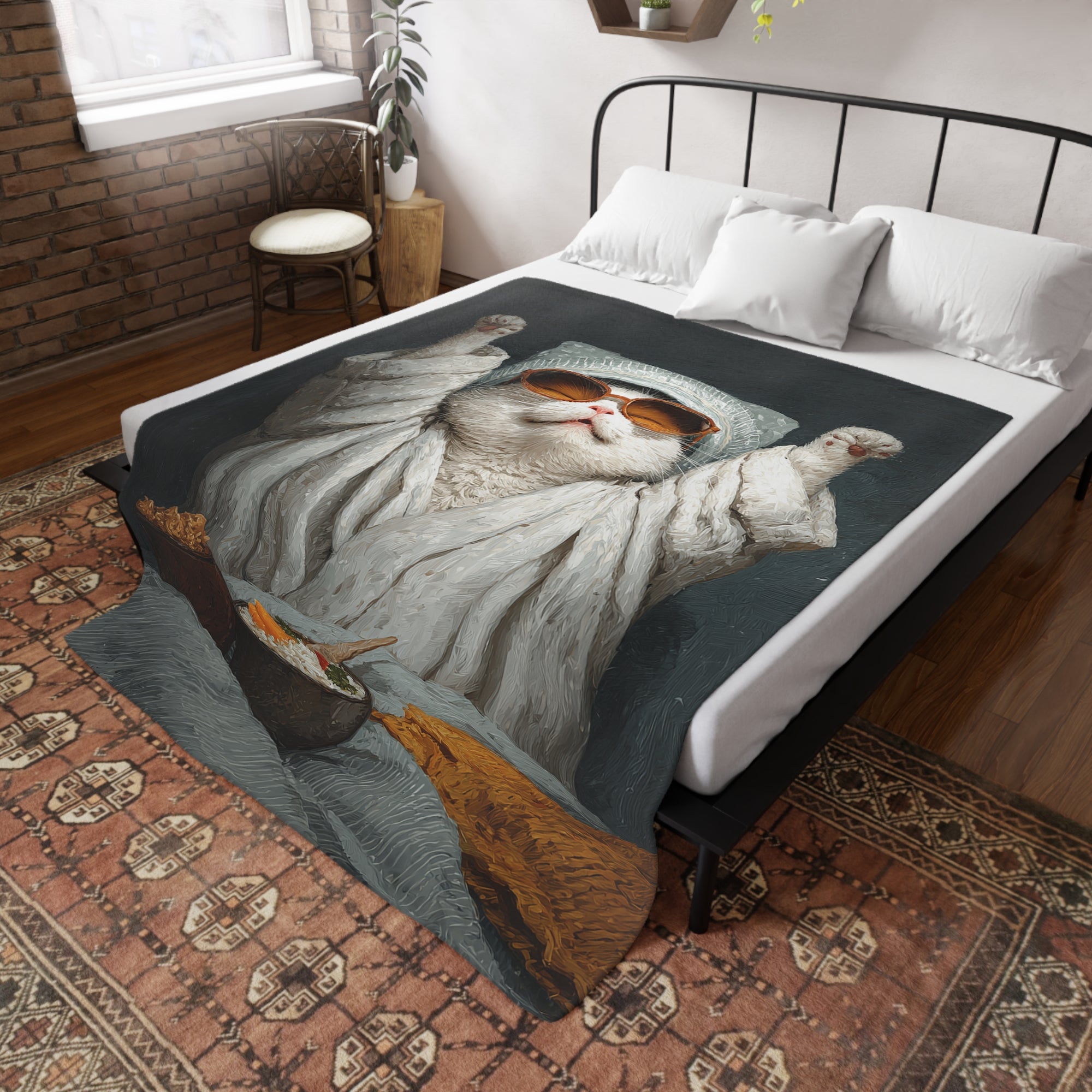 Cool Cat Fleece Blanket - Cozy Cat Lover Gift, Cat-Themed Home Decor, Stylish Pet Blankets, Quirky Gift for Cat Owners - Gcat - 0011