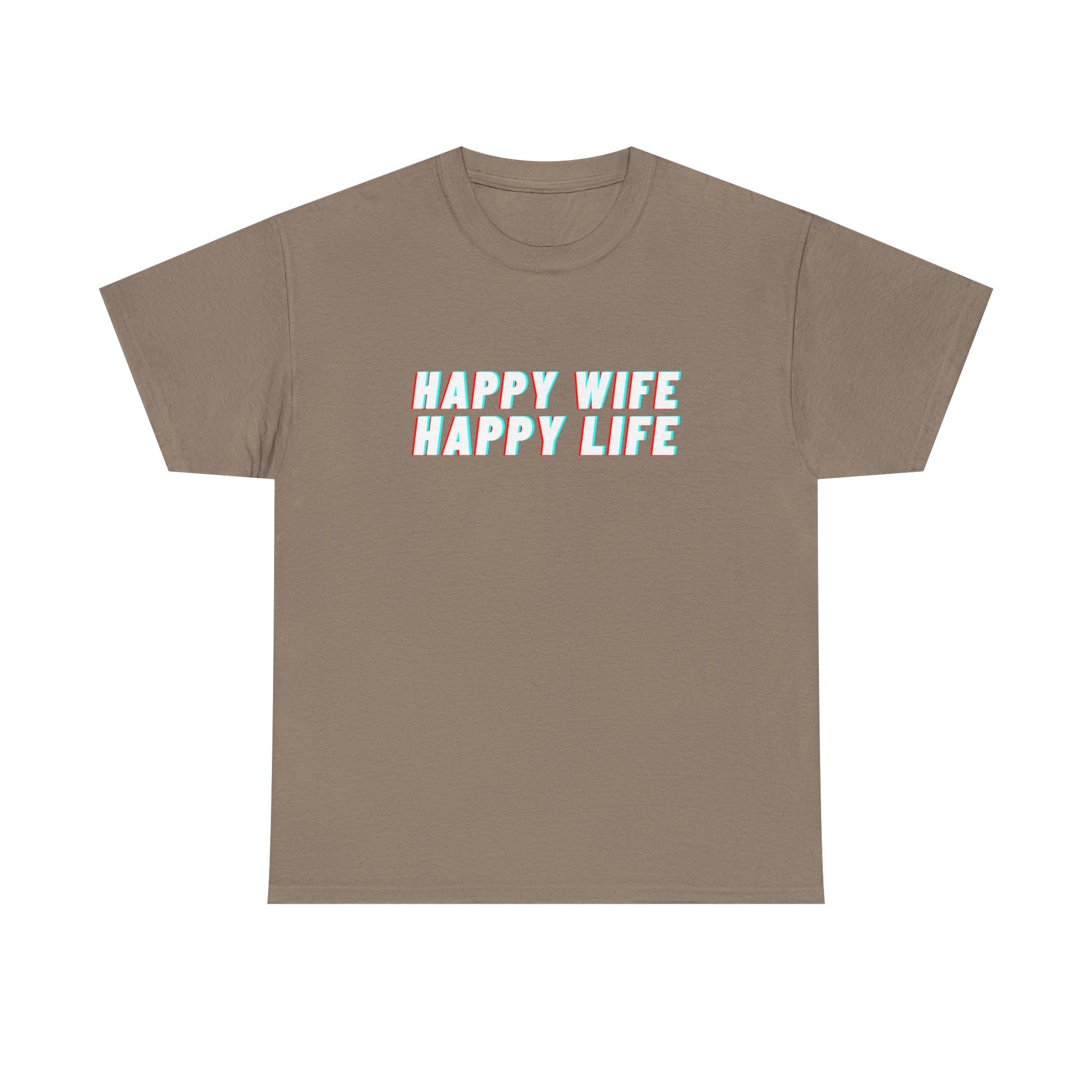 Unisex Heavy Cotton Tee - Creative Tshirt - Happy wife happy life