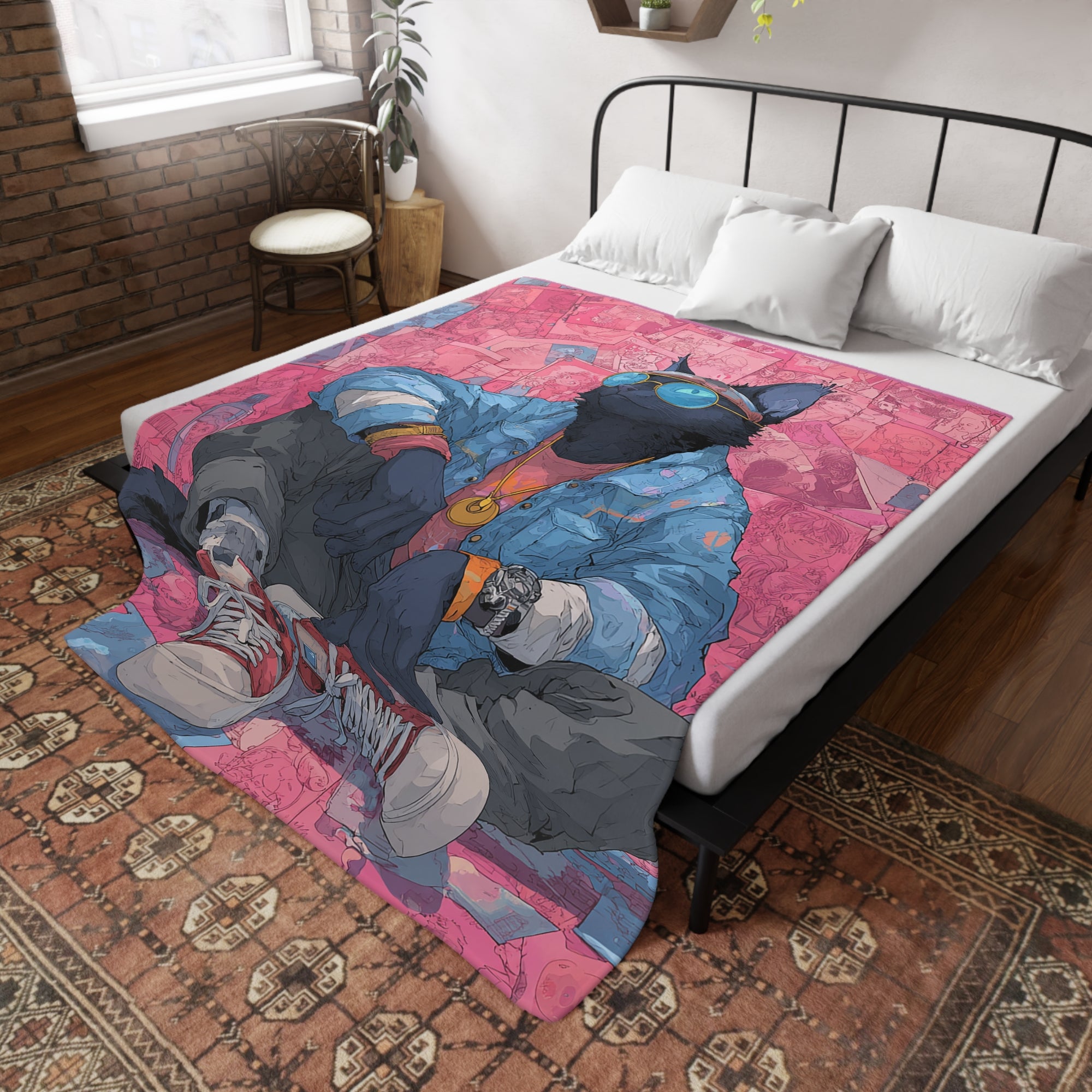 Cool Cat Fleece Blanket - Cozy Cat Lover Gift, Cat-Themed Home Decor, Stylish Pet Blankets, Quirky Gift for Cat Owners - Gcat - 0008