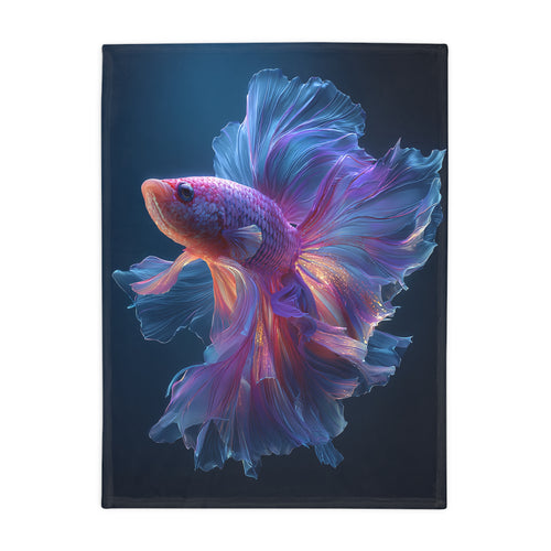 Betta Fish Fleece Blanket, Cozy Throw, Fish Lover Gift, Mellow Decor, Wildlife Lovers Blanket, Colorful Home Accent - 05
