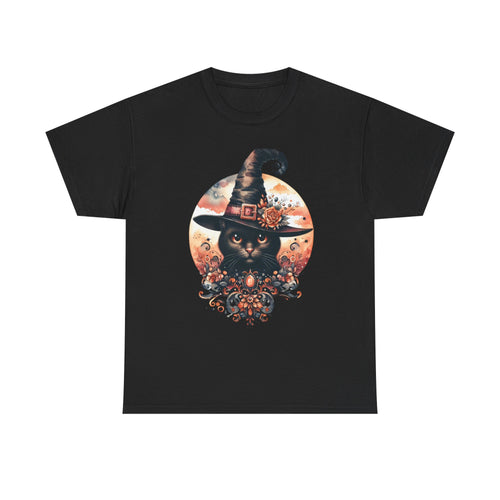 Halloween Unisex Heavy Cotton Tee - Halloween cat