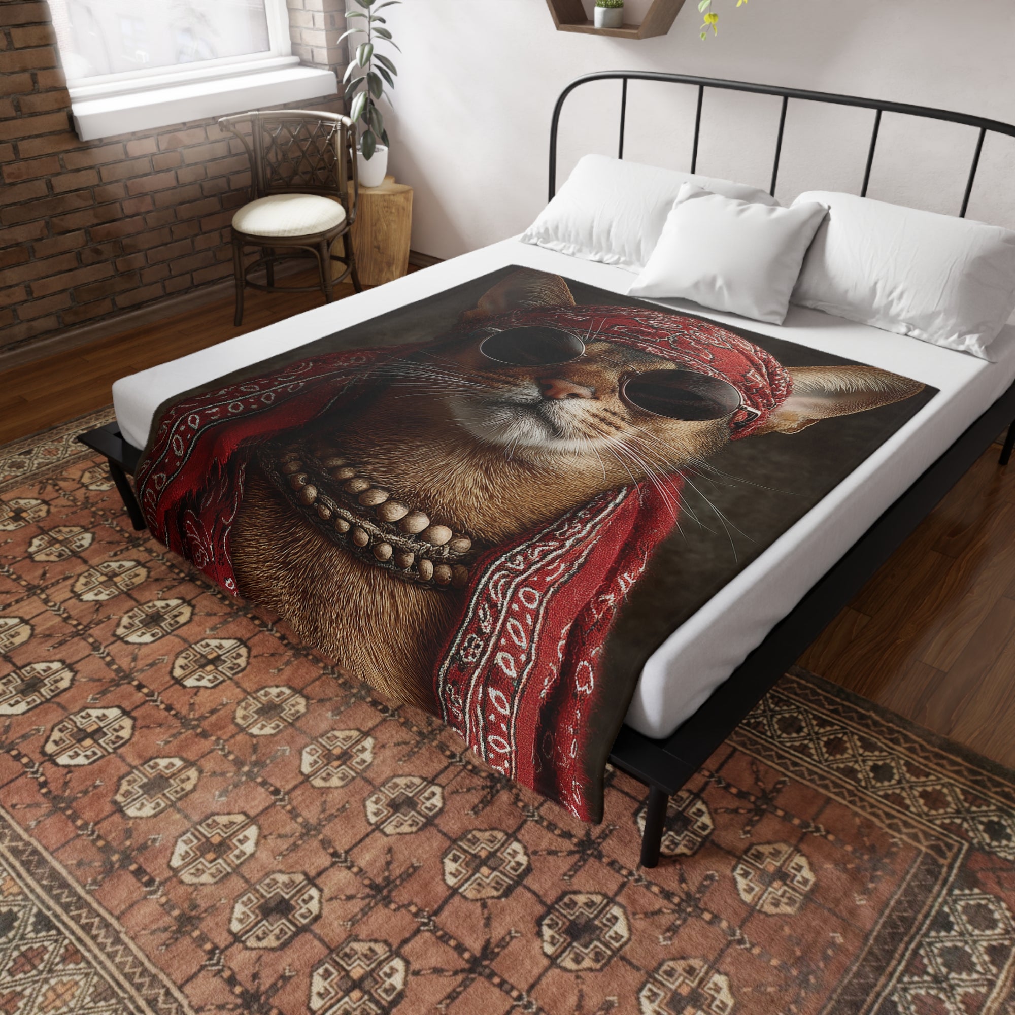 Cool Cat Fleece Blanket - Cozy Cat Lover Gift, Cat-Themed Home Decor, Stylish Pet Blankets, Quirky Gift for Cat Owners - Gcat - 0010