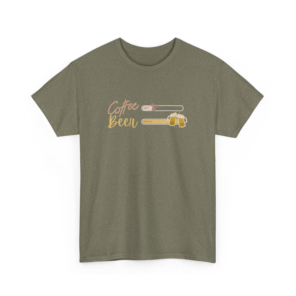 Unisex Heavy Cotton Tee - Creative Tshirt - coffee +1 beer+100