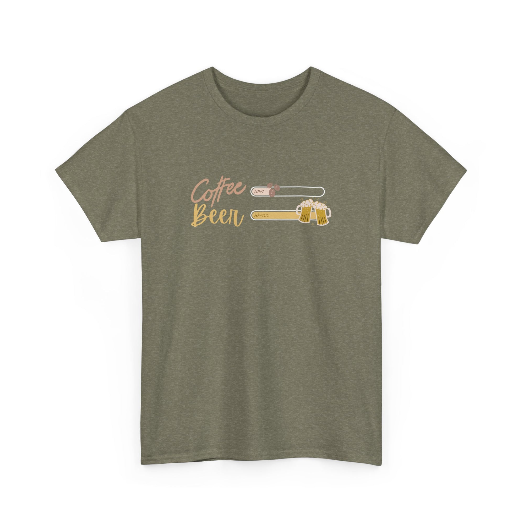 Unisex Heavy Cotton Tee - Creative Tshirt - coffee +1 beer+100
