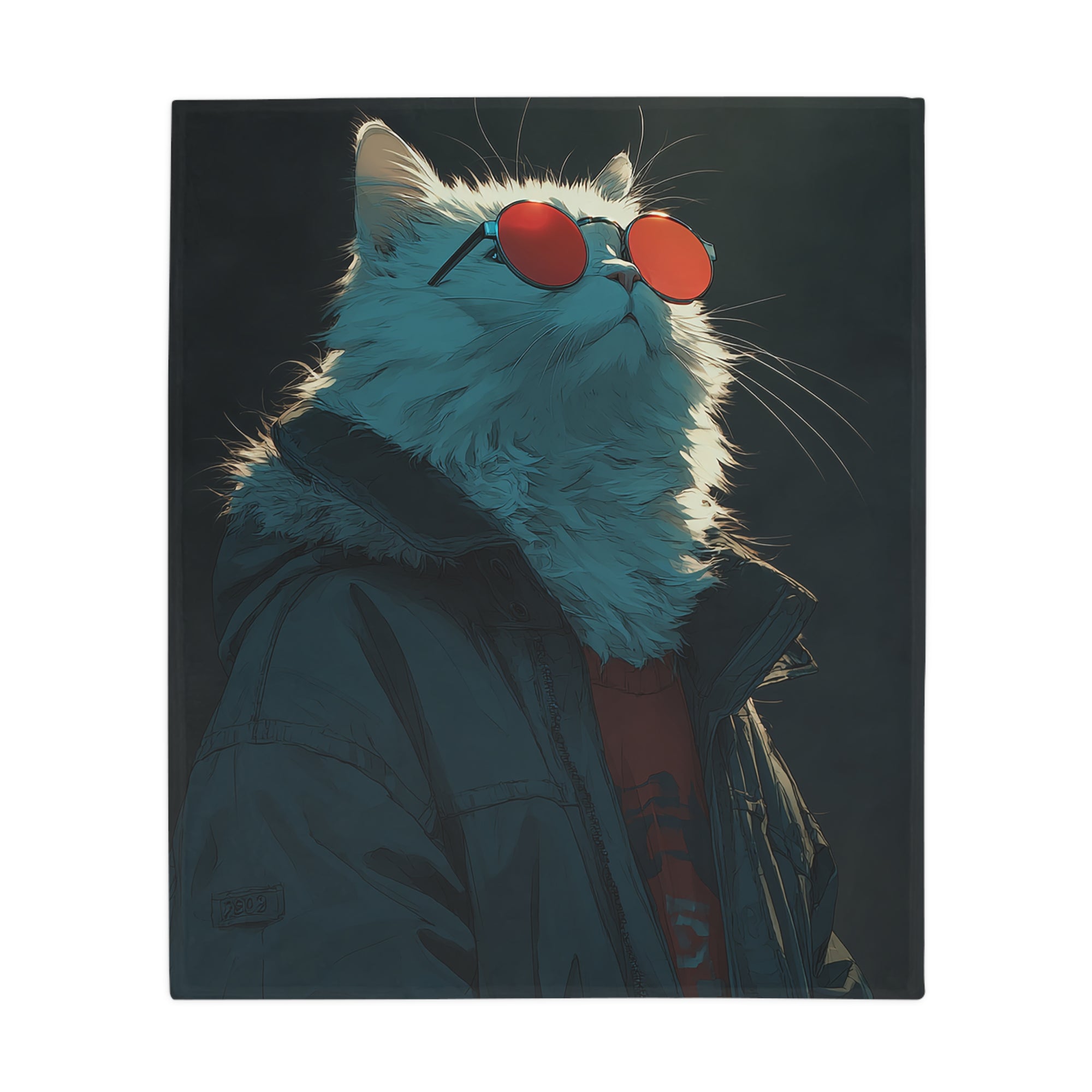 Cool Cat Fleece Blanket - Cozy Cat Lover Gift, Cat-Themed Home Decor, Stylish Pet Blankets, Quirky Gift for Cat Owners - Gcat - 0003
