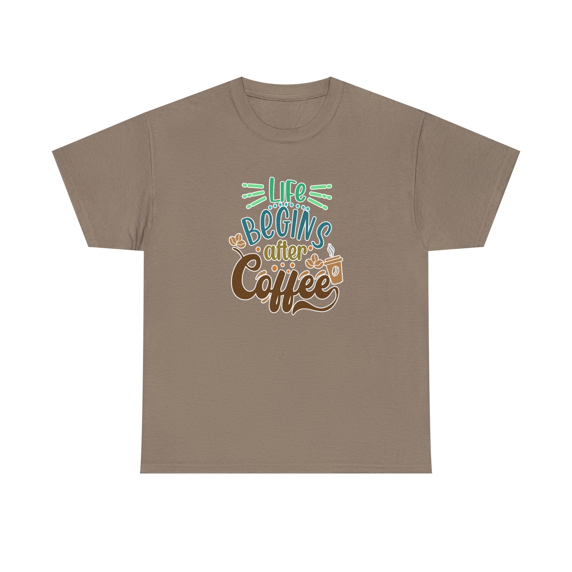Unisex Heavy Cotton Tee - Quotes Tshirt - Life begins after coffee