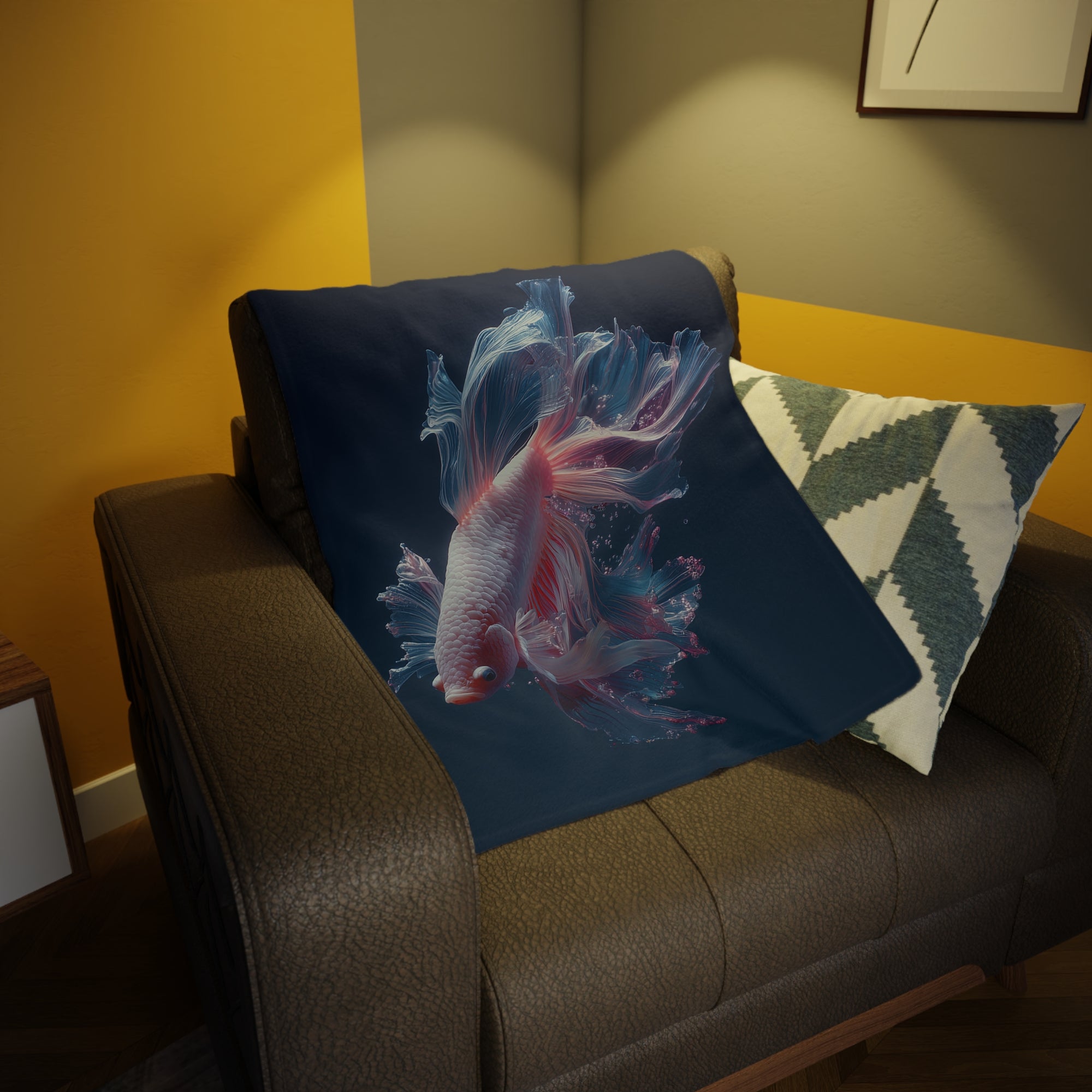 Betta Fish Fleece Blanket, Cozy Throw, Fish Lover Gift, Mellow Decor, Wildlife Lovers Blanket, Colorful Home Accent - 03