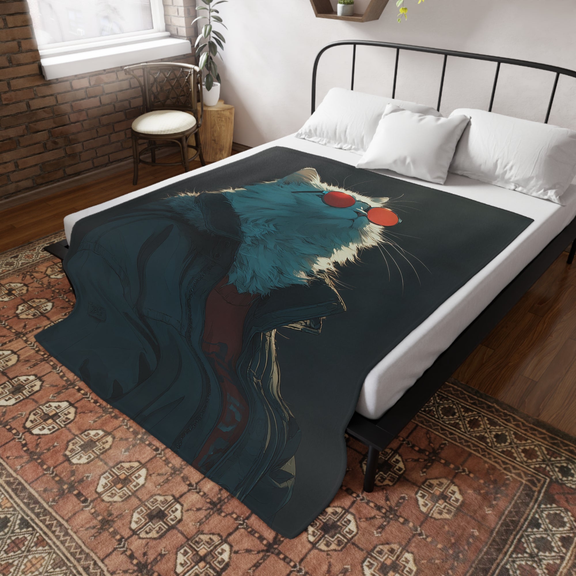 Cool Cat Fleece Blanket - Cozy Cat Lover Gift, Cat-Themed Home Decor, Stylish Pet Blankets, Quirky Gift for Cat Owners - Gcat - 0003