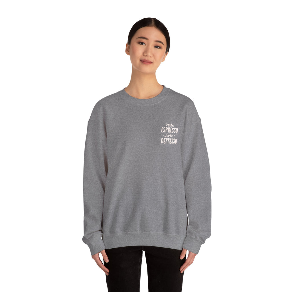 Unisex Heavy Blend™ Crewneck Sweatshirt - Quote - More espresso less depresso