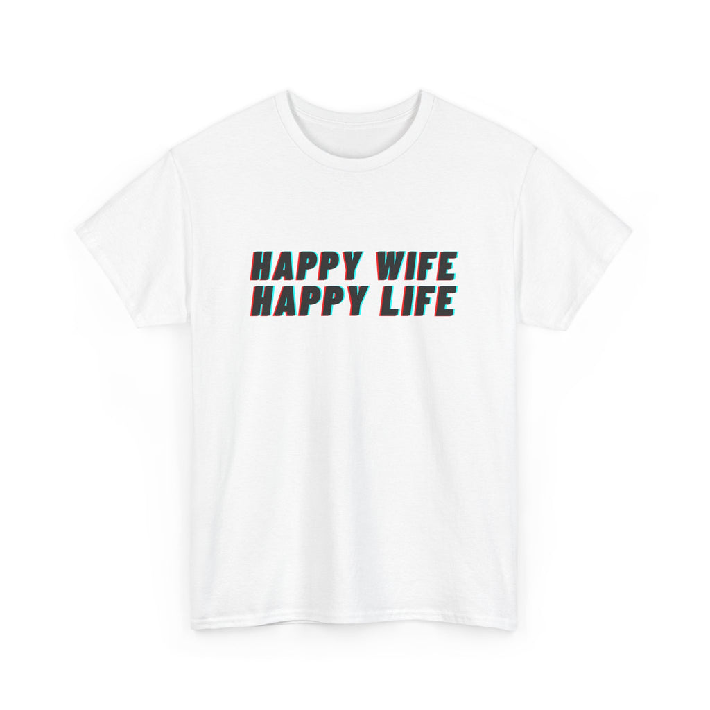 Unisex Heavy Cotton Tee - Creative Tshirt - Happy wife happy life
