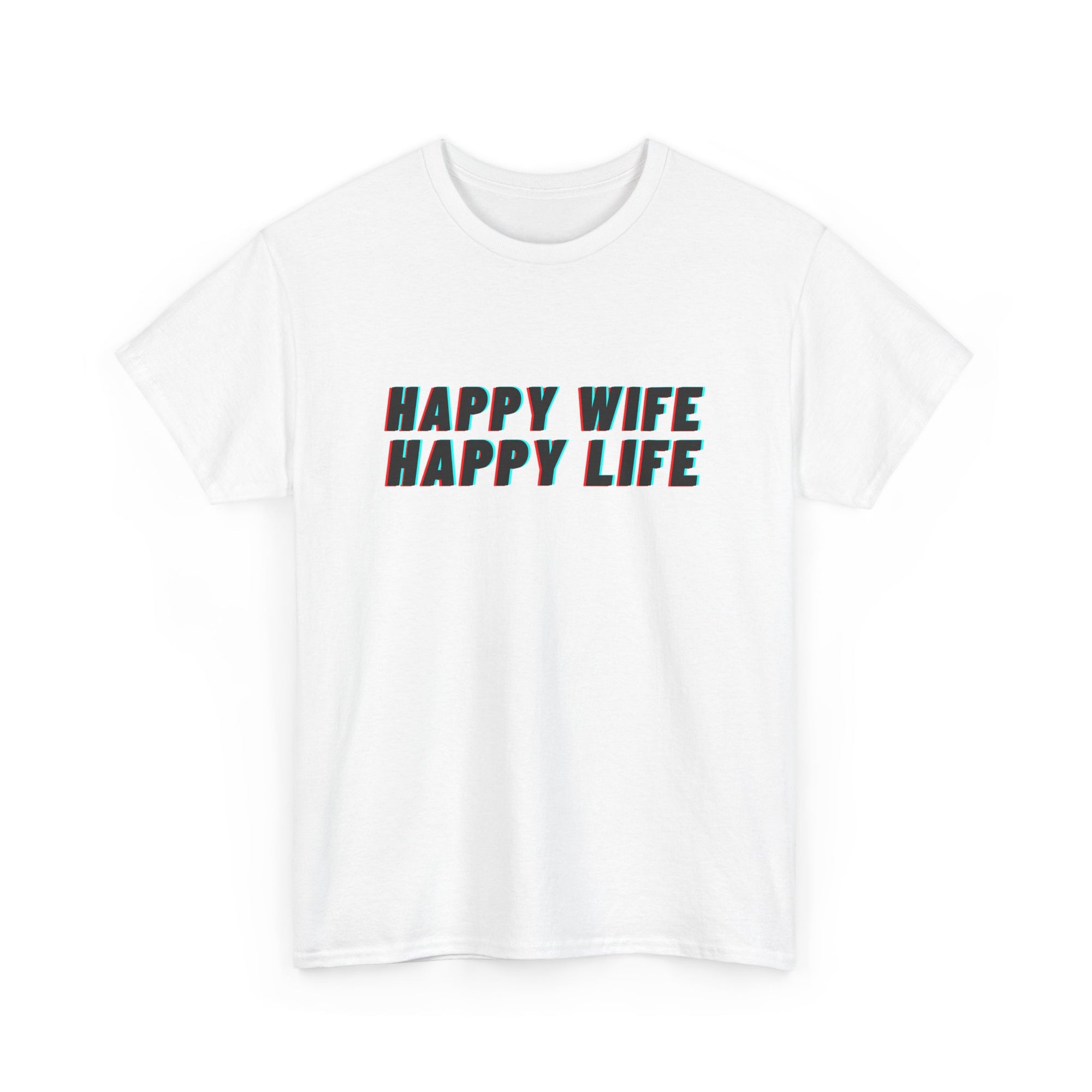 Unisex Heavy Cotton Tee - Creative Tshirt - Happy wife happy life