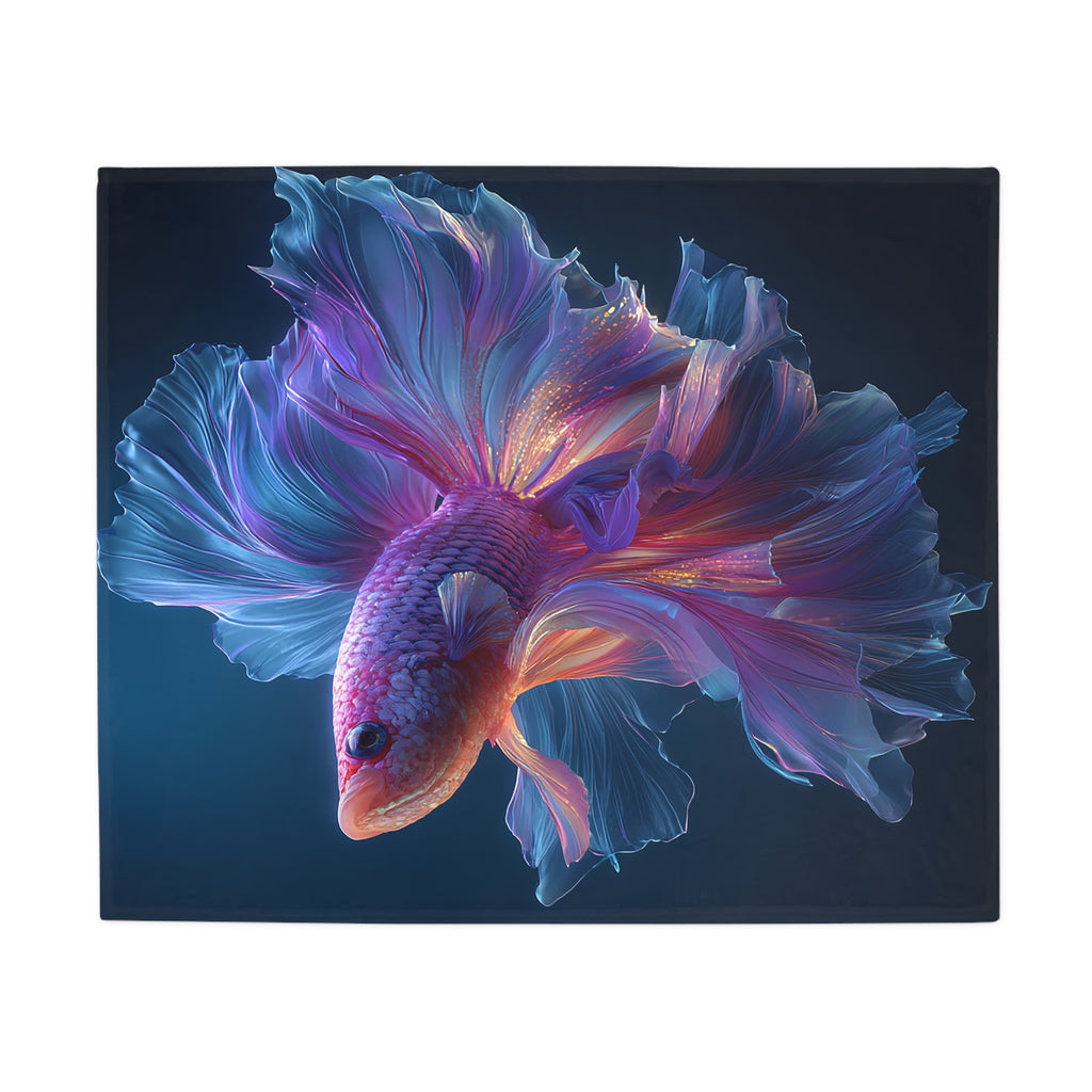 Betta Fish Fleece Blanket, Cozy Throw, Fish Lover Gift, Mellow Decor, Wildlife Lovers Blanket, Colorful Home Accent - 05