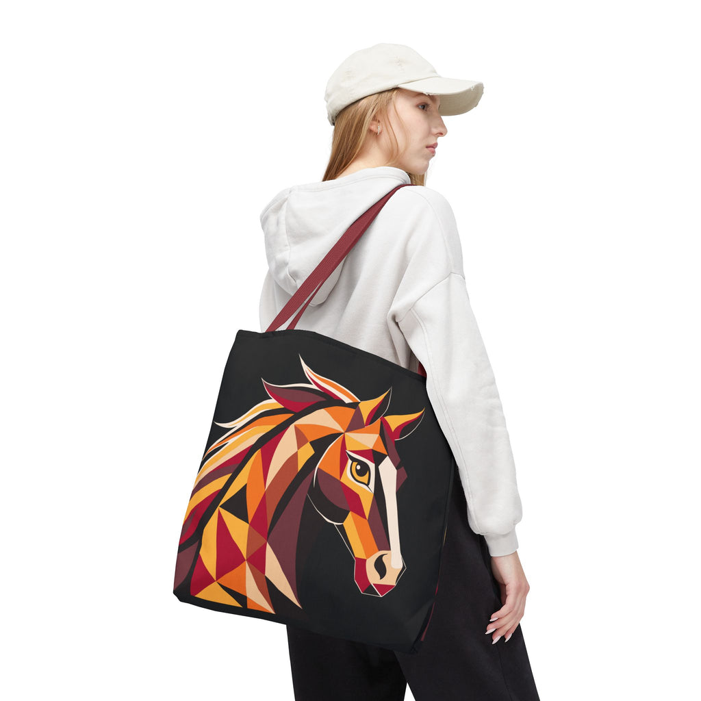 2026 Chinese New Year, Lunar New Year Horse Art Tote Bag, Abstract Colorful Canvas Bag, Geometric Equestrian Design, Gift for Her