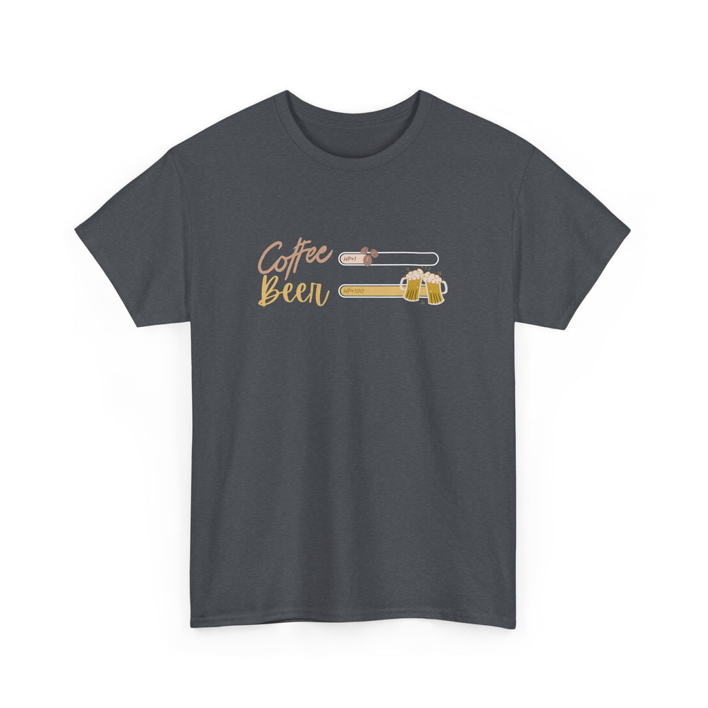 Unisex Heavy Cotton Tee - Creative Tshirt - coffee +1 beer+100