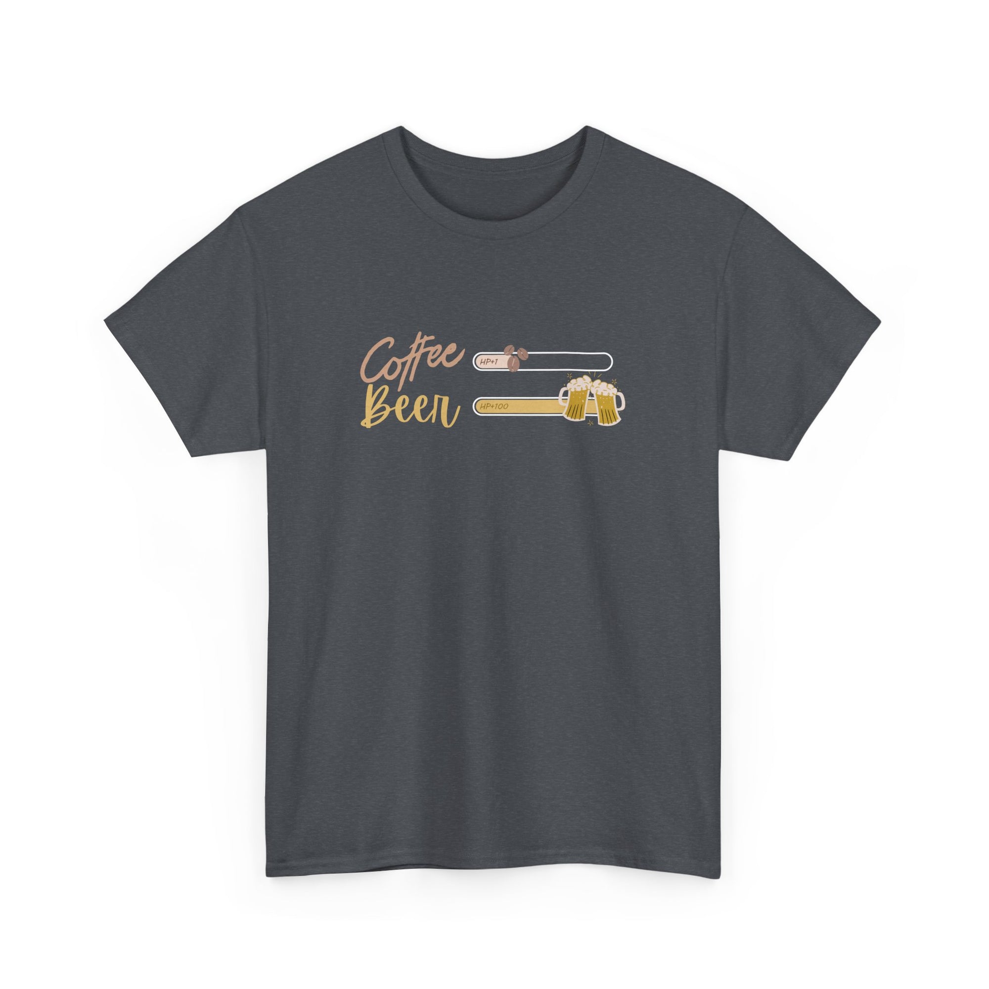 Unisex Heavy Cotton Tee - Creative Tshirt - coffee +1 beer+100