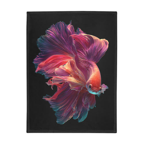 Betta Fish Fleece Blanket, Cozy Throw, Fish Lover Gift, Mellow Decor, Wildlife Lovers Blanket, Colorful Home Accent - 02