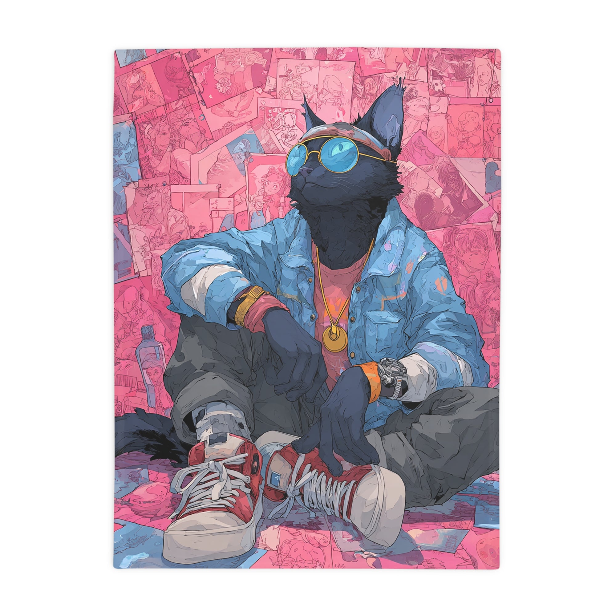 Cool Cat Fleece Blanket - Cozy Cat Lover Gift, Cat-Themed Home Decor, Stylish Pet Blankets, Quirky Gift for Cat Owners - Gcat - 0008